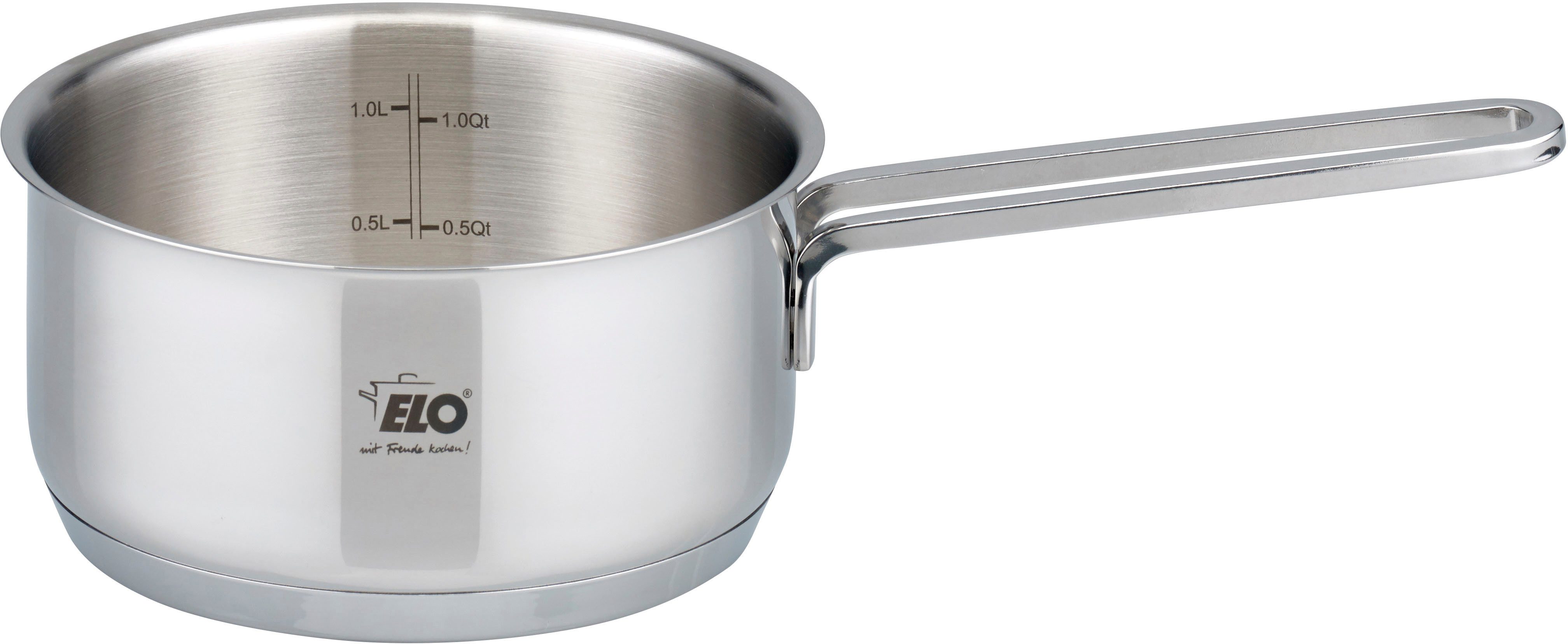 Elo Topf-Set Excellent, Edelstahl 18/10 (Set, 6-tlg., Bratentopf Ø 20 cm, je 1 Fleischtopf Ø 16/20/24 cm, Kasserolle Ø 16 cm), inkl. Untersetzer, mit Literskala, Induktion