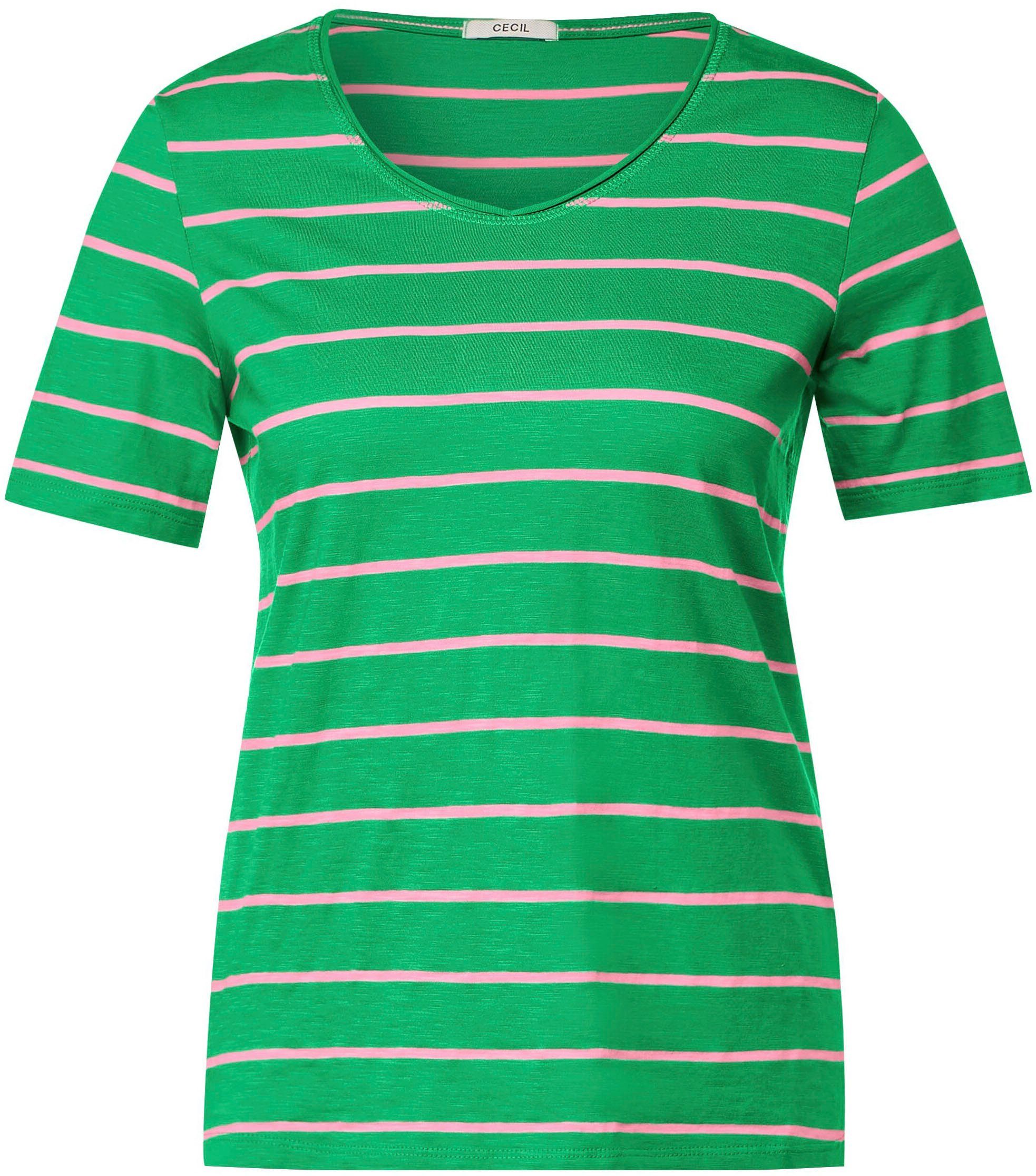 Flammgarnoptik in T-Shirt Cecil fresh green