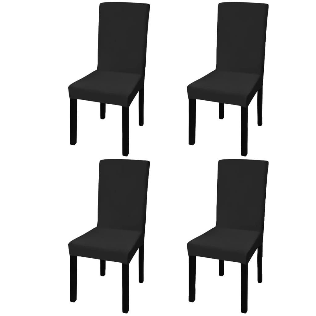 furnicato Stuhlhusse Stuhlhussen Schwarz für Stühle bis 55 cm Höhe, 4er Set, Knitterfreie Stuhlbezüge, maschinenwaschbar für Hotels und Restaurants