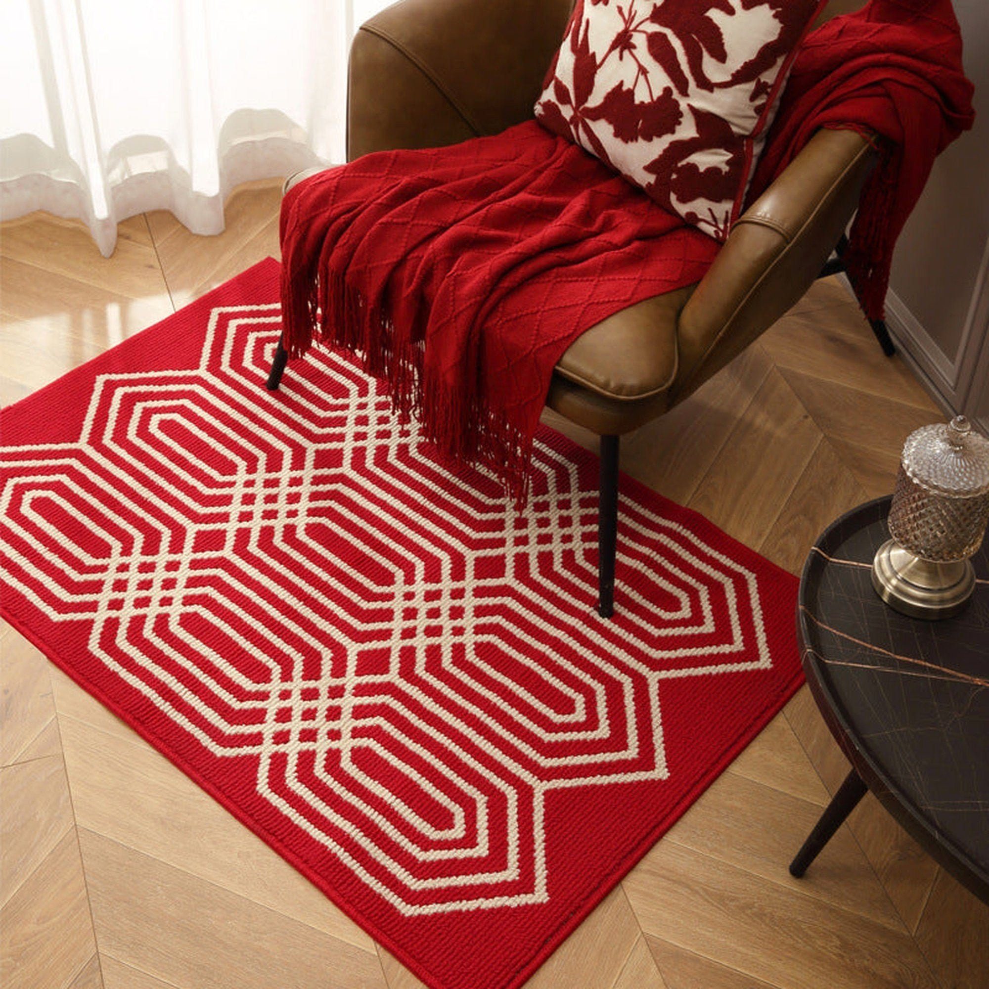 Teppich Einladende Eintrittstürmatte – Rote Fußmatte für den Eingang, AUKUU, 80*100CM, Umzugsteppich für den Eingang, Türmatte für Zuhause