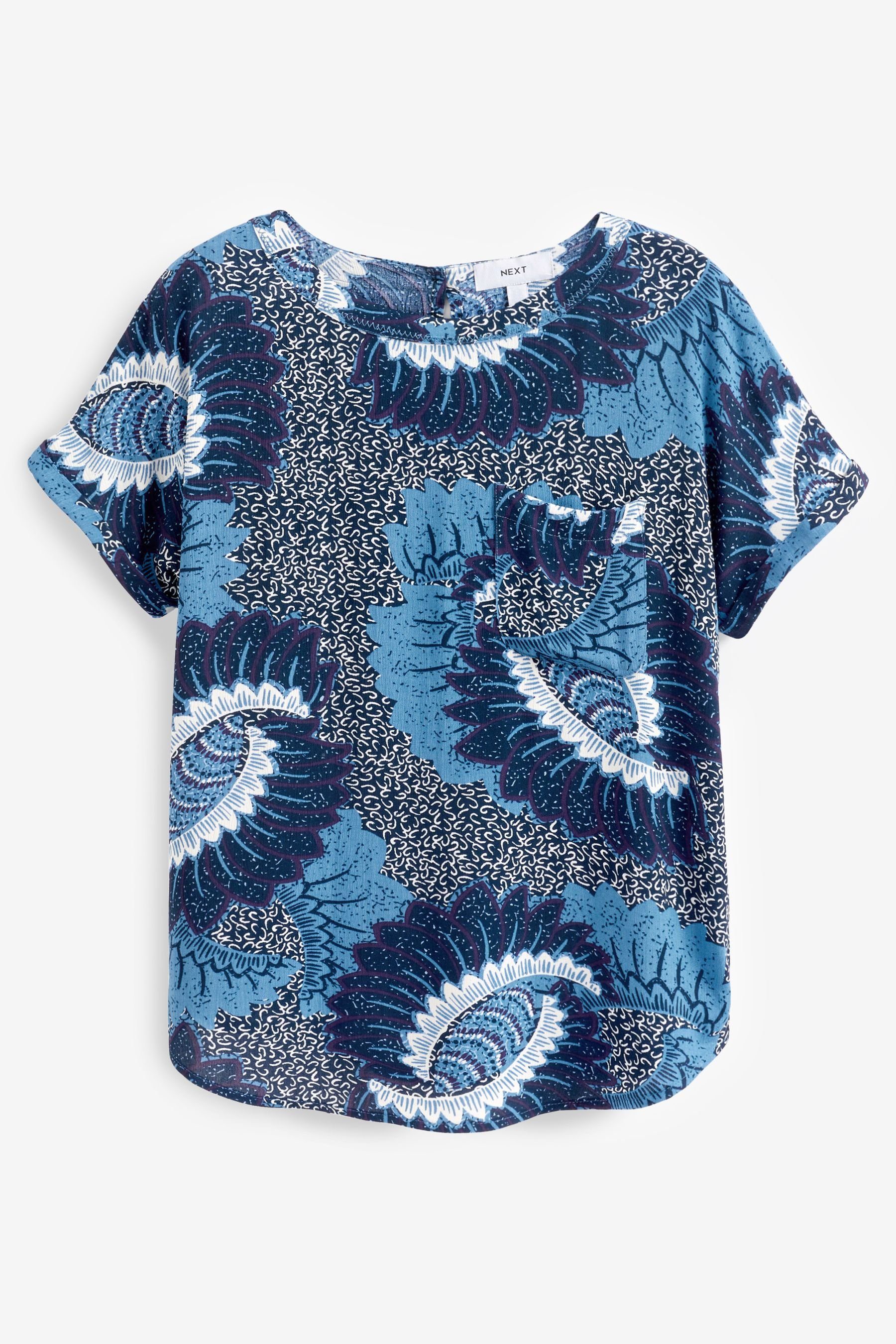 Next T-Shirt mit Kastenschnitt (1-tlg) Large T-Shirt Blue Floral