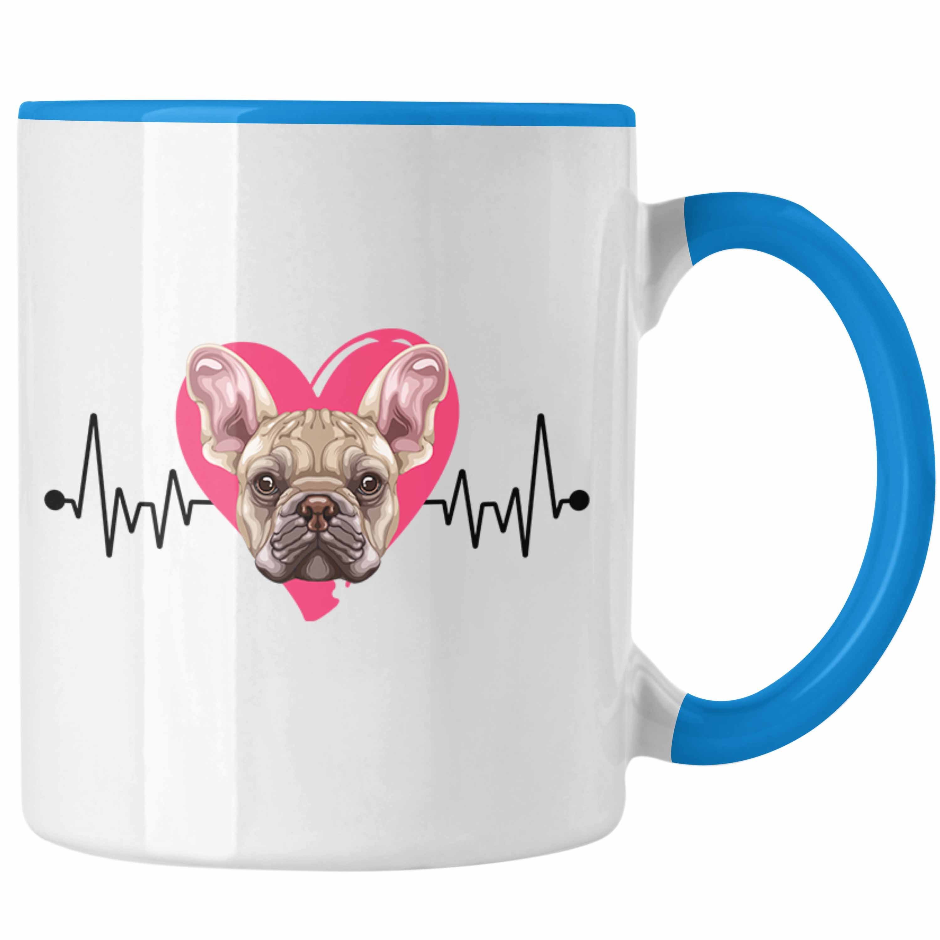 Trendation Tasse Französische Bulldogge Besitzer Tasse Geschenk Lustiger Spruch Geschen Blau | Teetassen