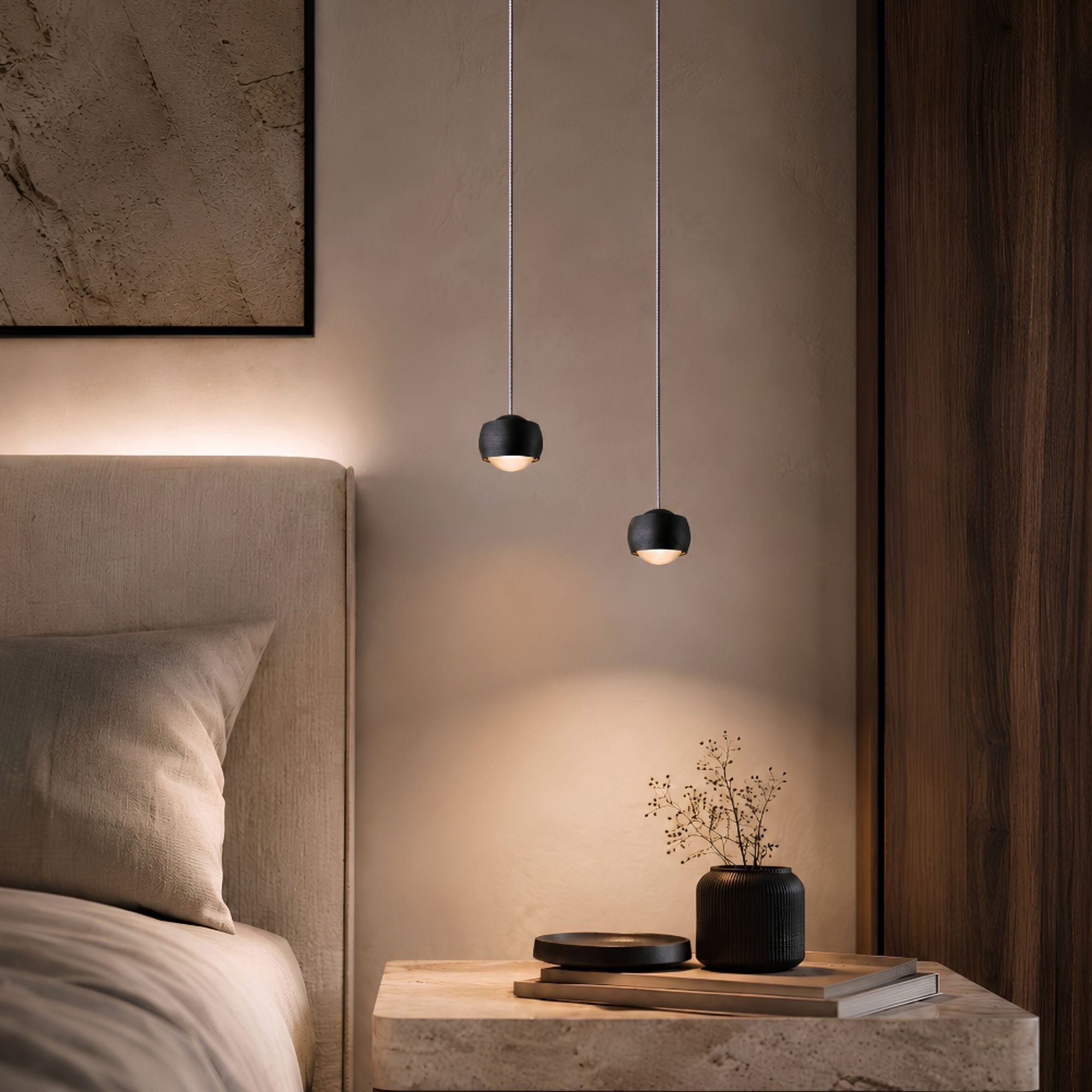 s.luce Pendelleuchte LED Hängeleuchte Beam Ø 8cm Schwarz, Warmweiß