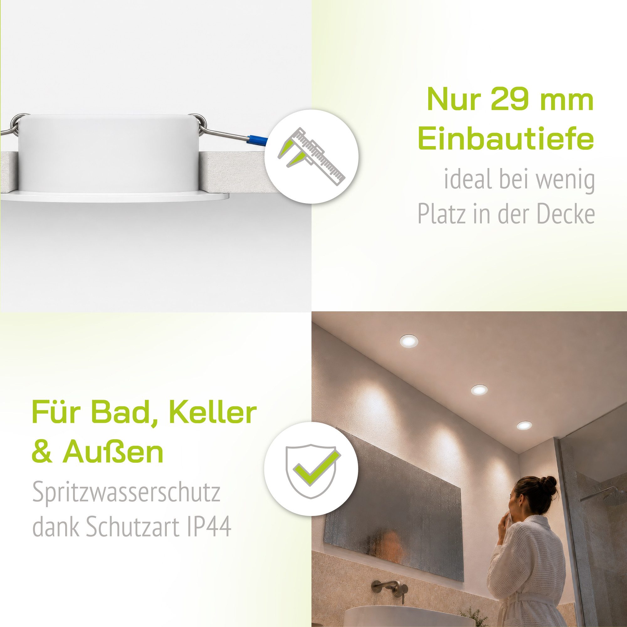 linovum LED Außen-Deckenleuchte WEEVO Einbauleuchte Einbauspot mit LED 5W neutralweiß IP44 Bad Spot, Neutralweiß