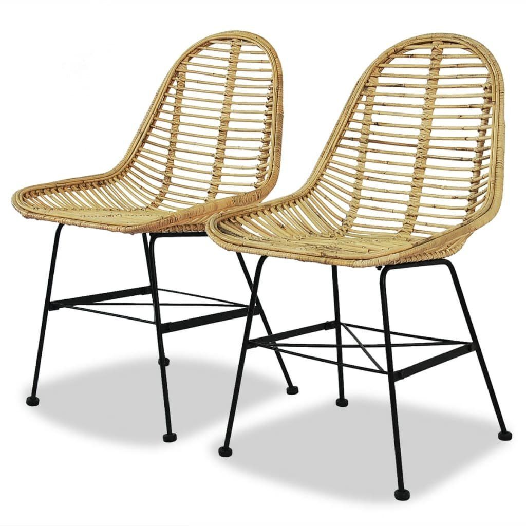 vidaXL Esszimmerstuhl Esszimmerstühle 2 Stk. Natur Rattan (2 St)