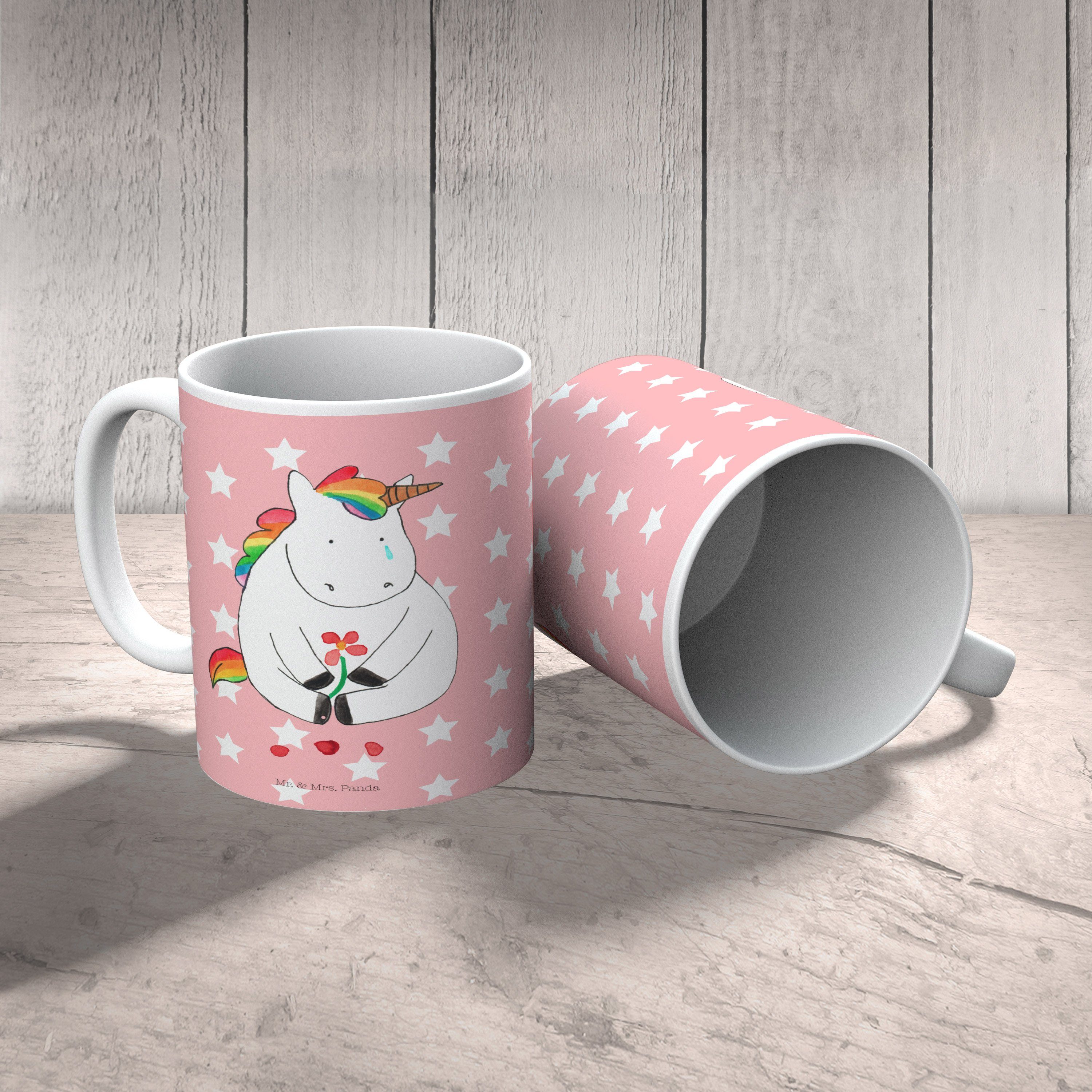 Kaffeetasse, Geschenk, Rot Traurig Pastell Kunststoff Einhorn, Mr. Kinderbecher & Tasse, Einhorn Panda - - Mrs.
