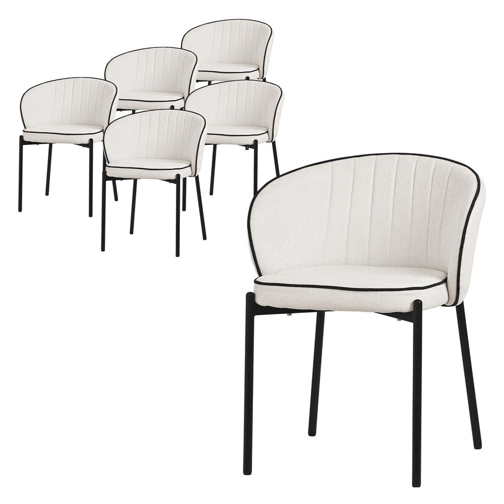 ML-DESIGN Polsterstuhl Esszimmerstühle mit Armlehne & Rückenlehne Ergonomische moderne Design (6 St), Armlehnstuhl mit Metallbeine 6er Set Beige Lounge Sessel bis 120kg