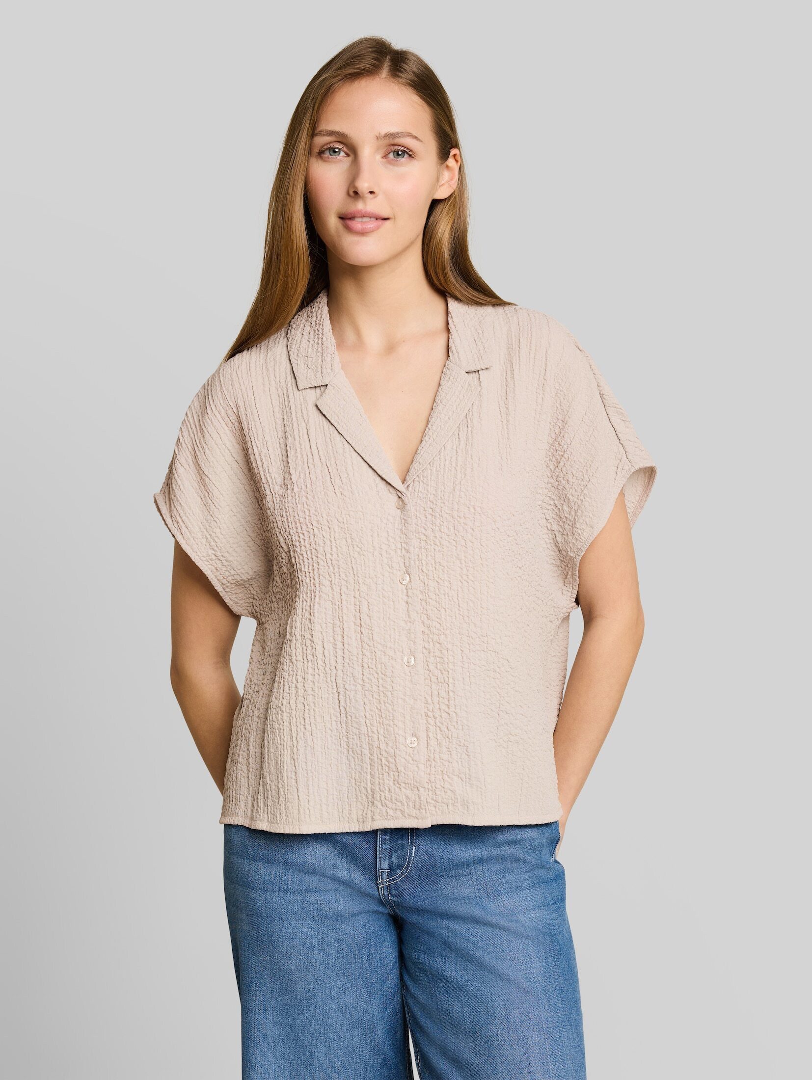 TOM TAILOR Denim Kurzarmbluse Blusen & Shirts Seersucker Resort Hemdbluse