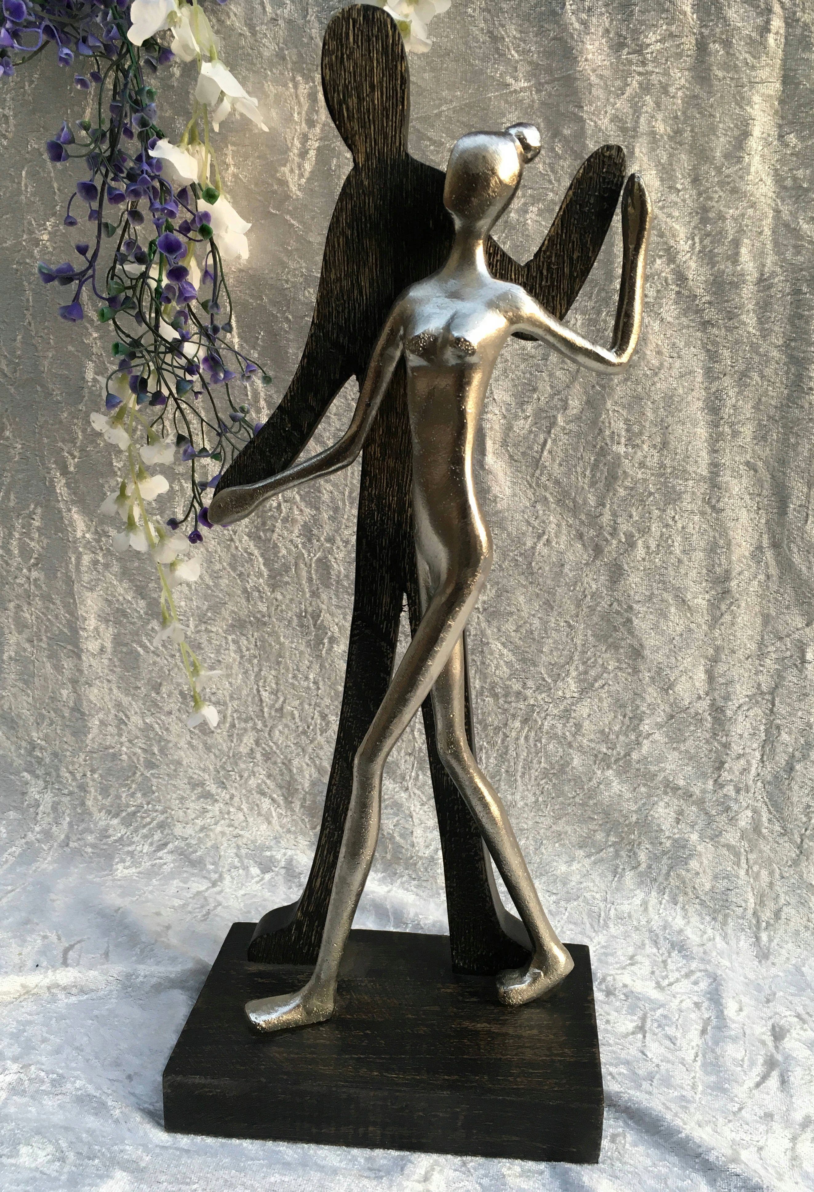 Moritz Skulptur Skulptur Tanzpaar Tänzer Fensterdeko, Dekoobjekt 10x17x41cm, Holzdeko Tischdeko, Wanddeko, Holz