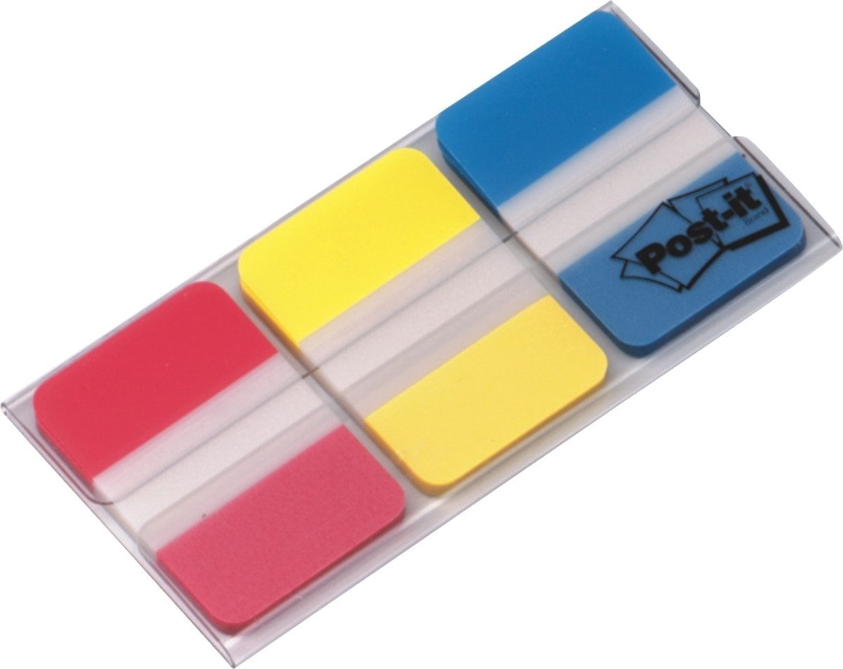 Post-it Notes Haftnotizblock Haftstreifen Index Strong 3x22 Streifen Set mit rot, gelb,blau