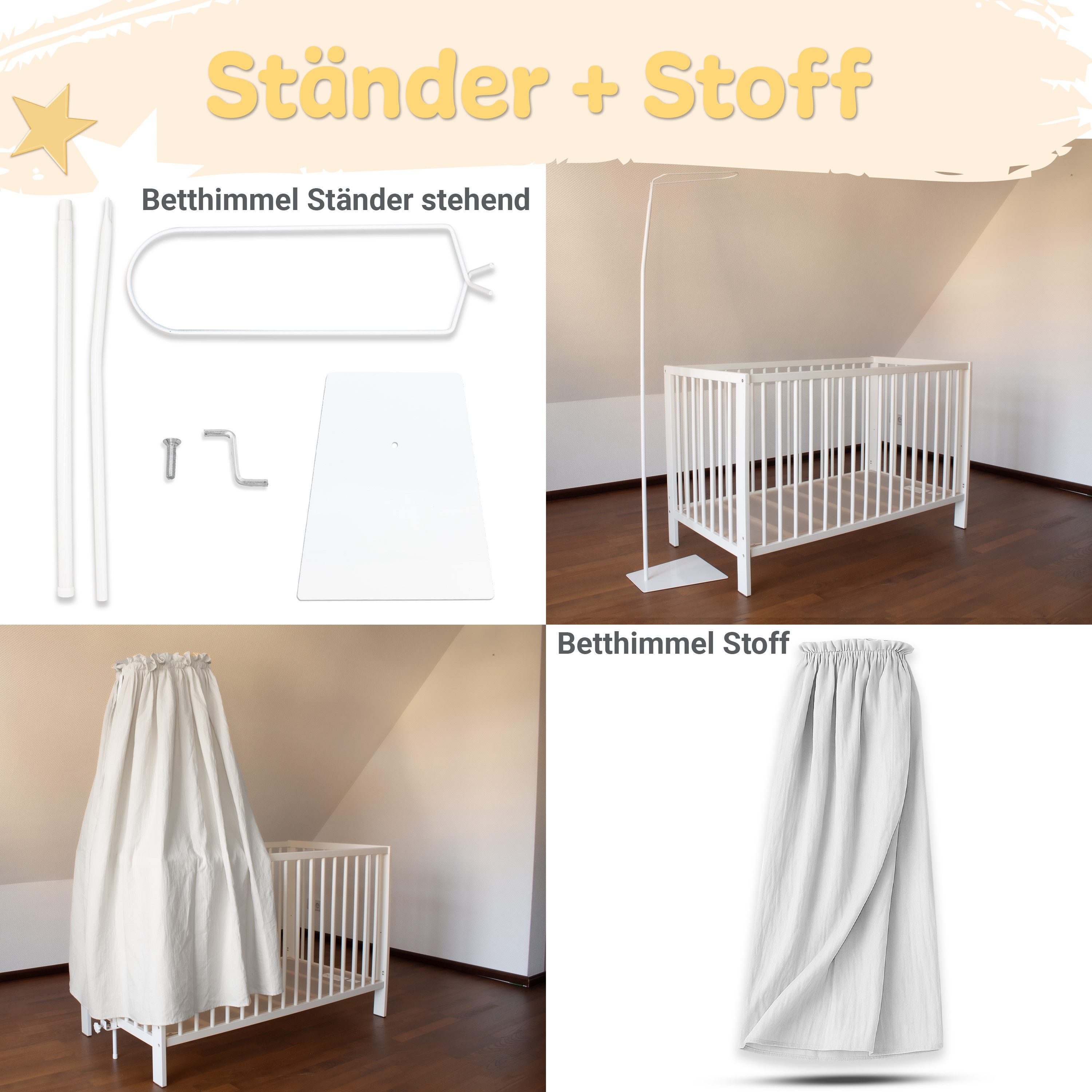 Babykajo Betthimmel Stoff + Ständer (Set, 1-tlg., in verschiedenen Variante günstig online kaufen