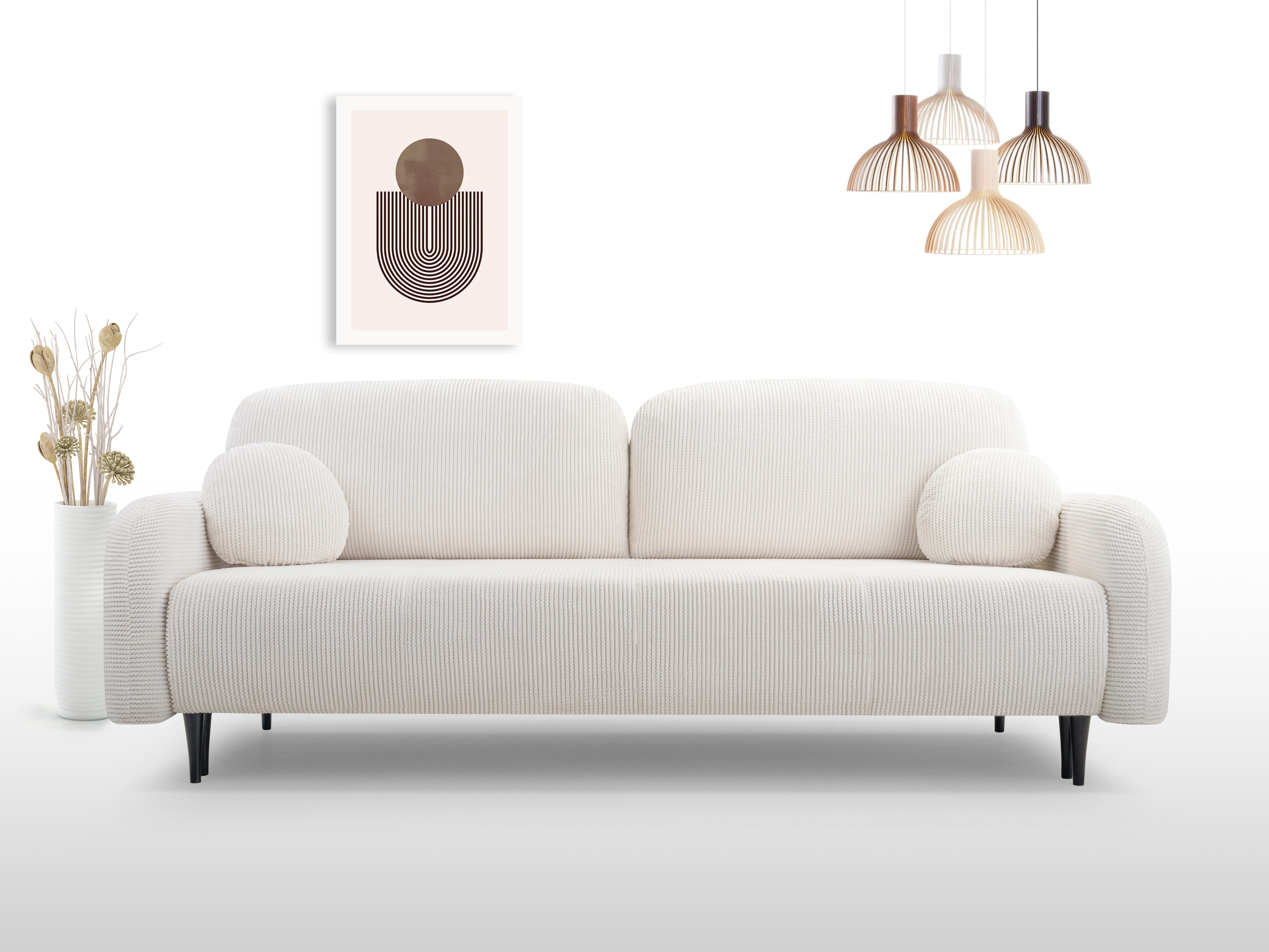 Compleo Schlafsofa mit Bettkasten CLOUD, Modern Wohnzimmer, Cordstoff, Sofa ist ausziehbar