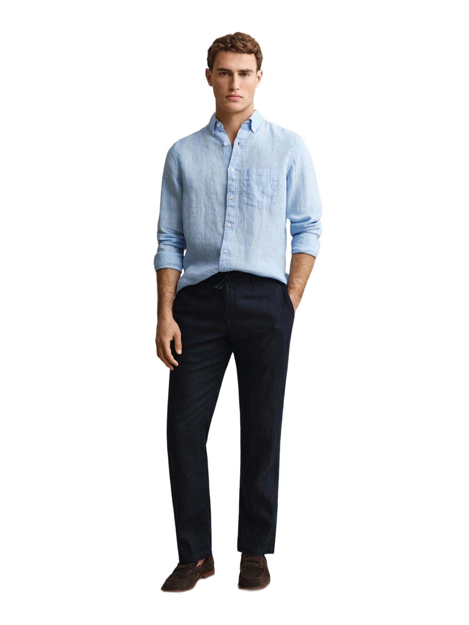 Gant Leinenhose schwarz,Casual,Leinen,Unifarben,Regular Fit