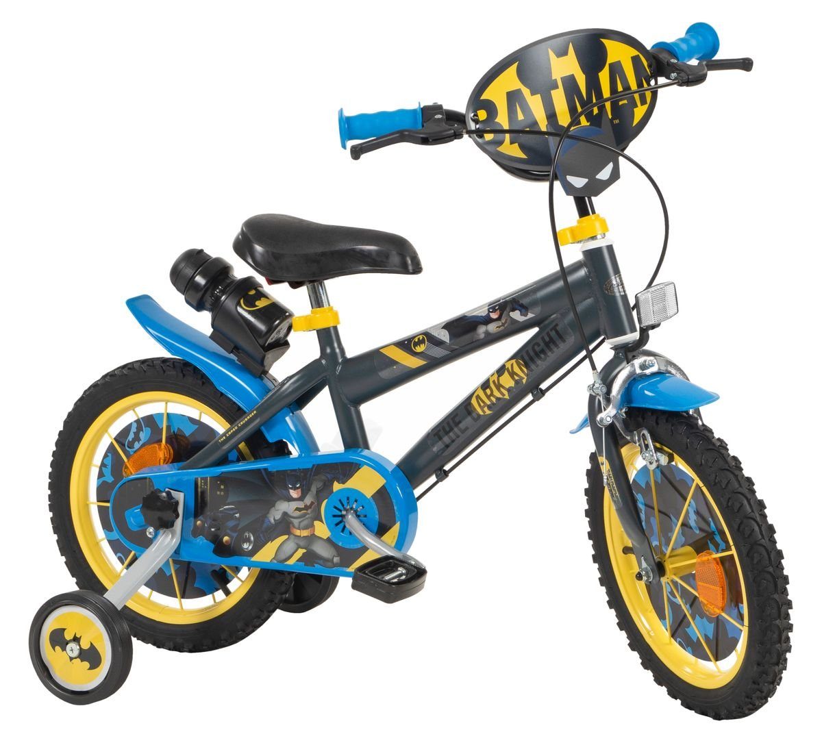 Toimsa Bikes Kinderfahrrad 14 Zoll Kinder Jungen Fahrrad Rad Bike Batman Schwarz 14913 Toimsa, 1 Gang, Stützräder, Trinkflasche