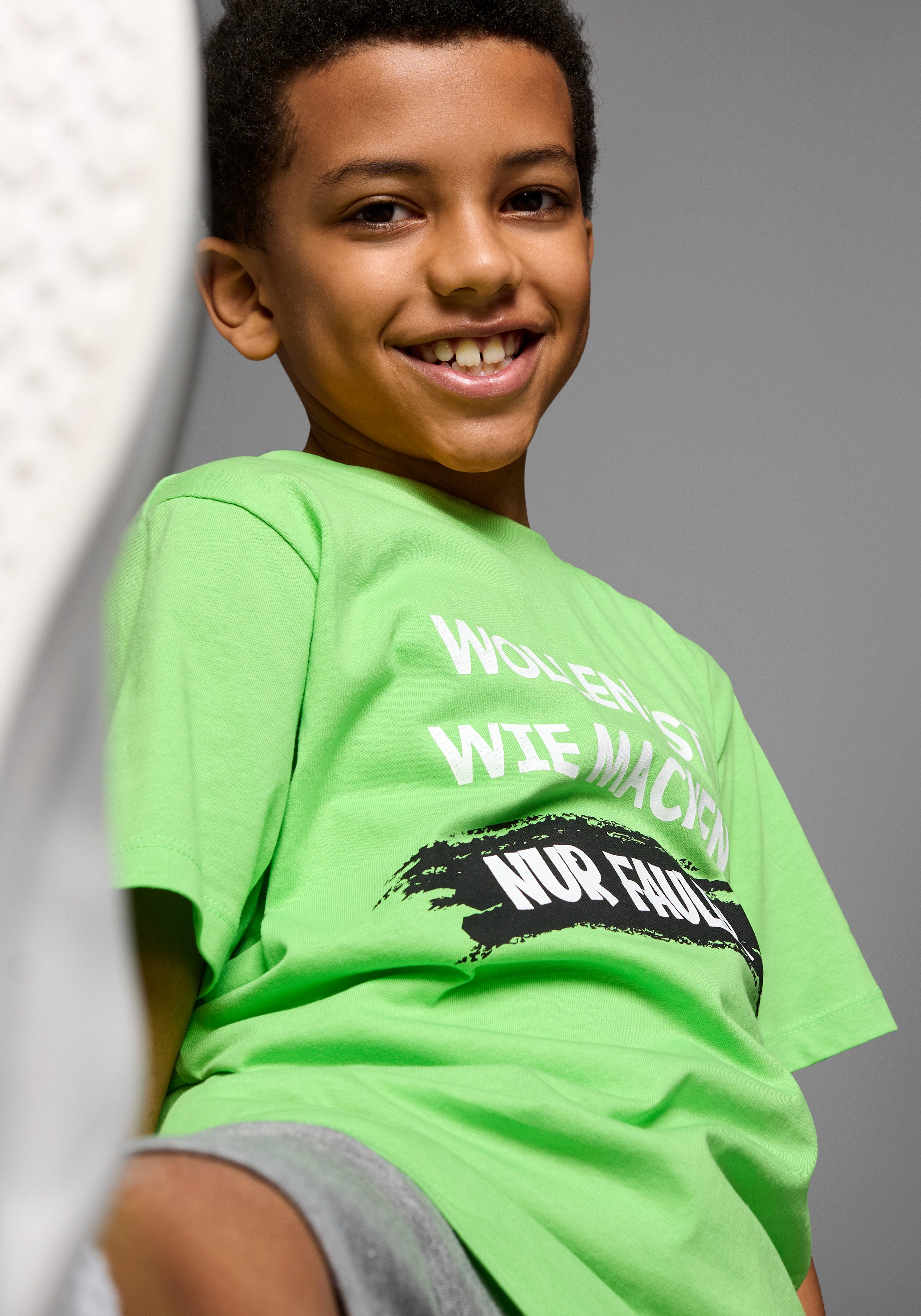 KIDSWORLD T-Shirt Mit Spruch: WOLLEN IST WIE MACHEN.... Kurzarm, Basic-Passform, bedruckt, Rundhalsausschnitt – Bild 3 von 5