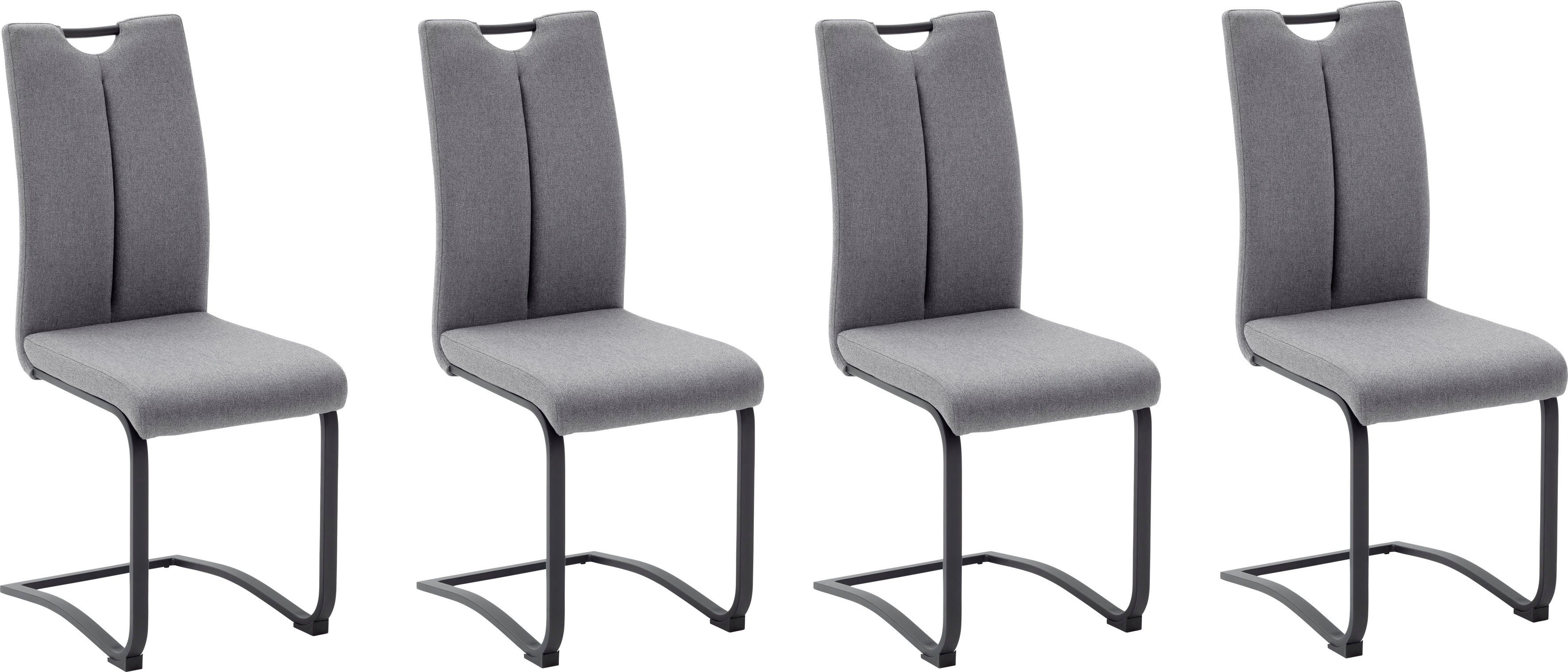 MCA furniture Freischwinger Sambia Set, Grau 4-er belastbar (Set, Grau 120 kg 4 mit bis | und St), Stuhl Stoffbezug Griffloch