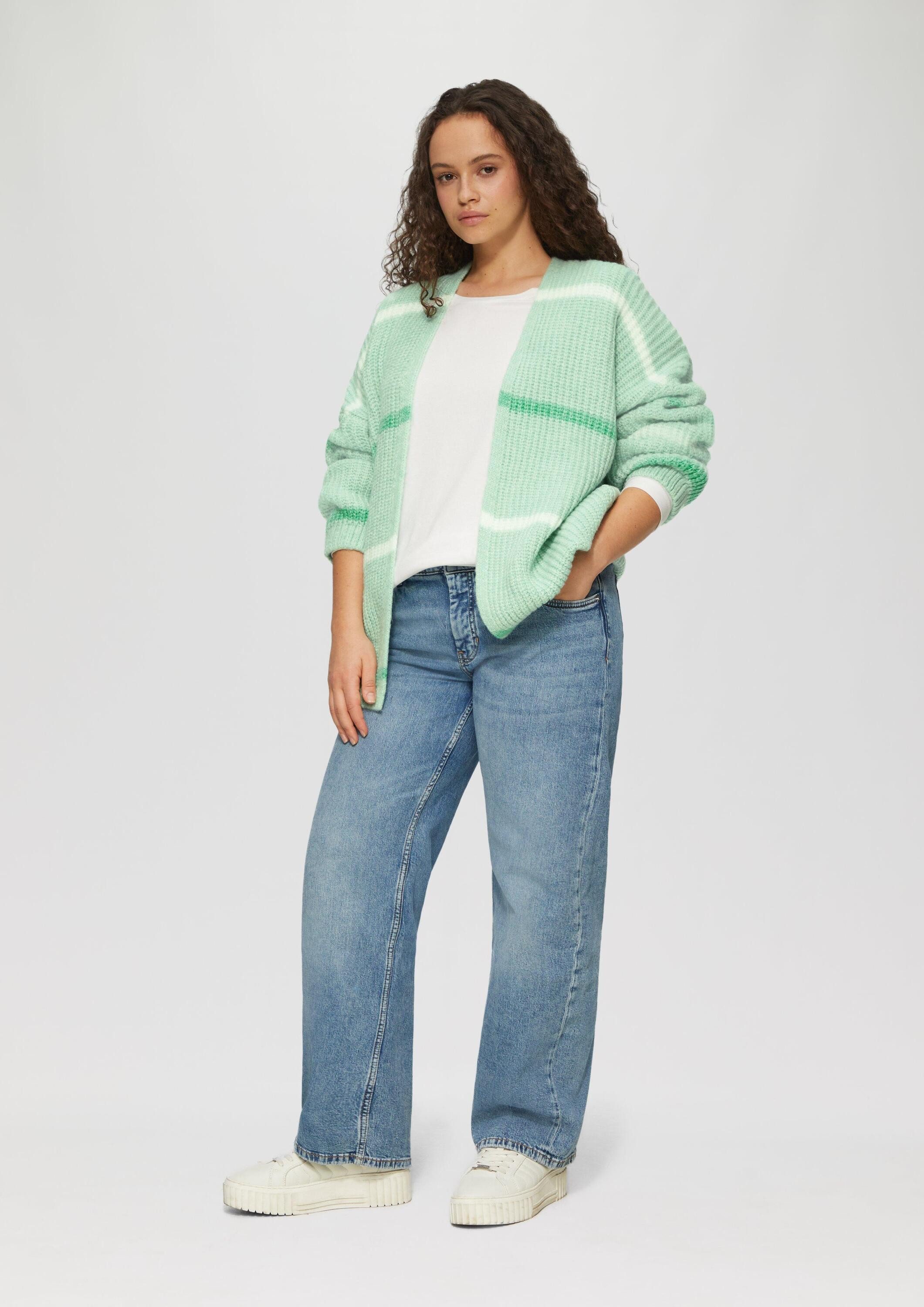 s.Oliver Cardigan Strickjacke Gestreifter Cardigan mit überschnittenen Schultern