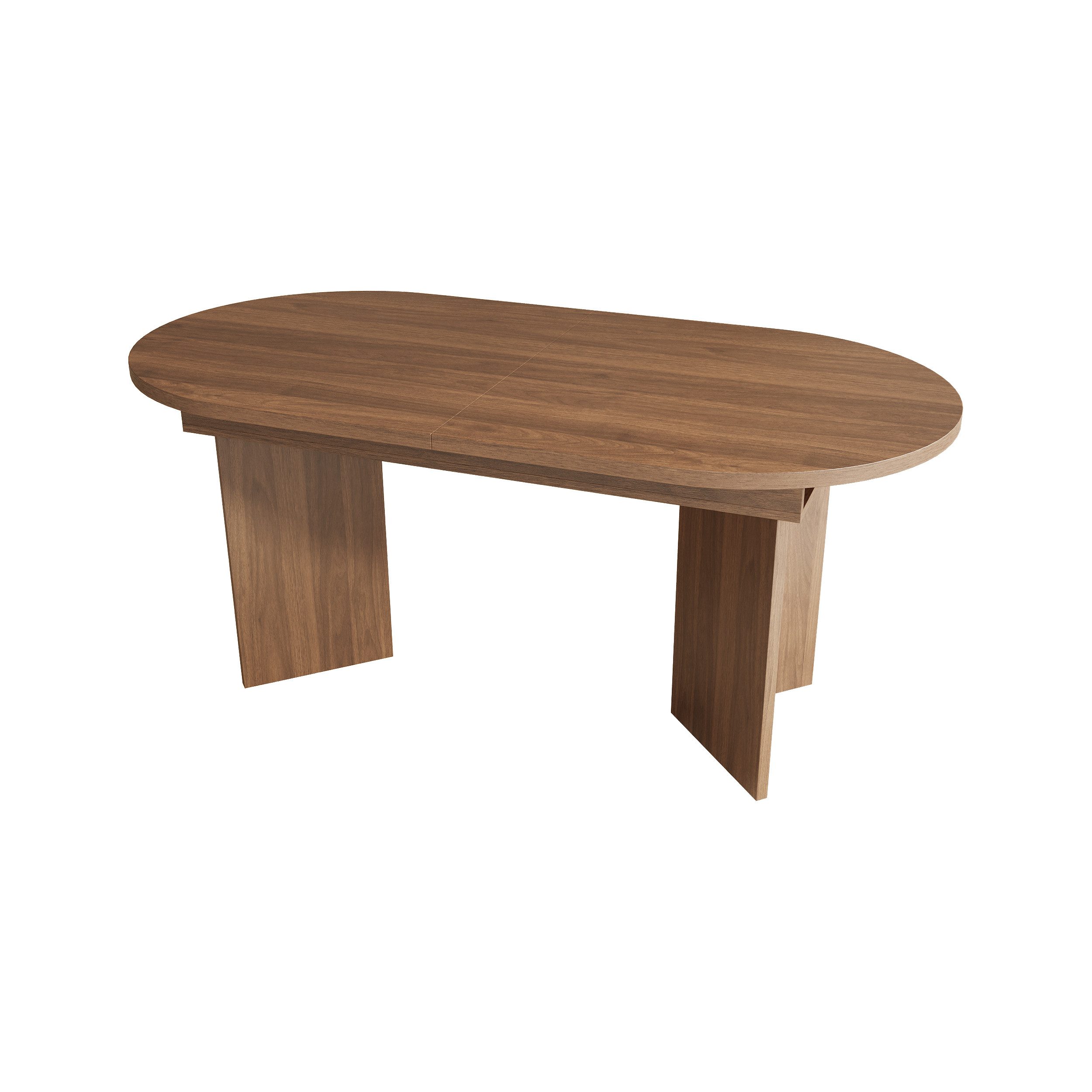 Flieks Esstisch (Länge 140-180/T90/H75 cm, 1-St., 1 Tisch), ausziehbarer Küchentisch ovaler Tisch Holzoptik, Nussbaumfarbe