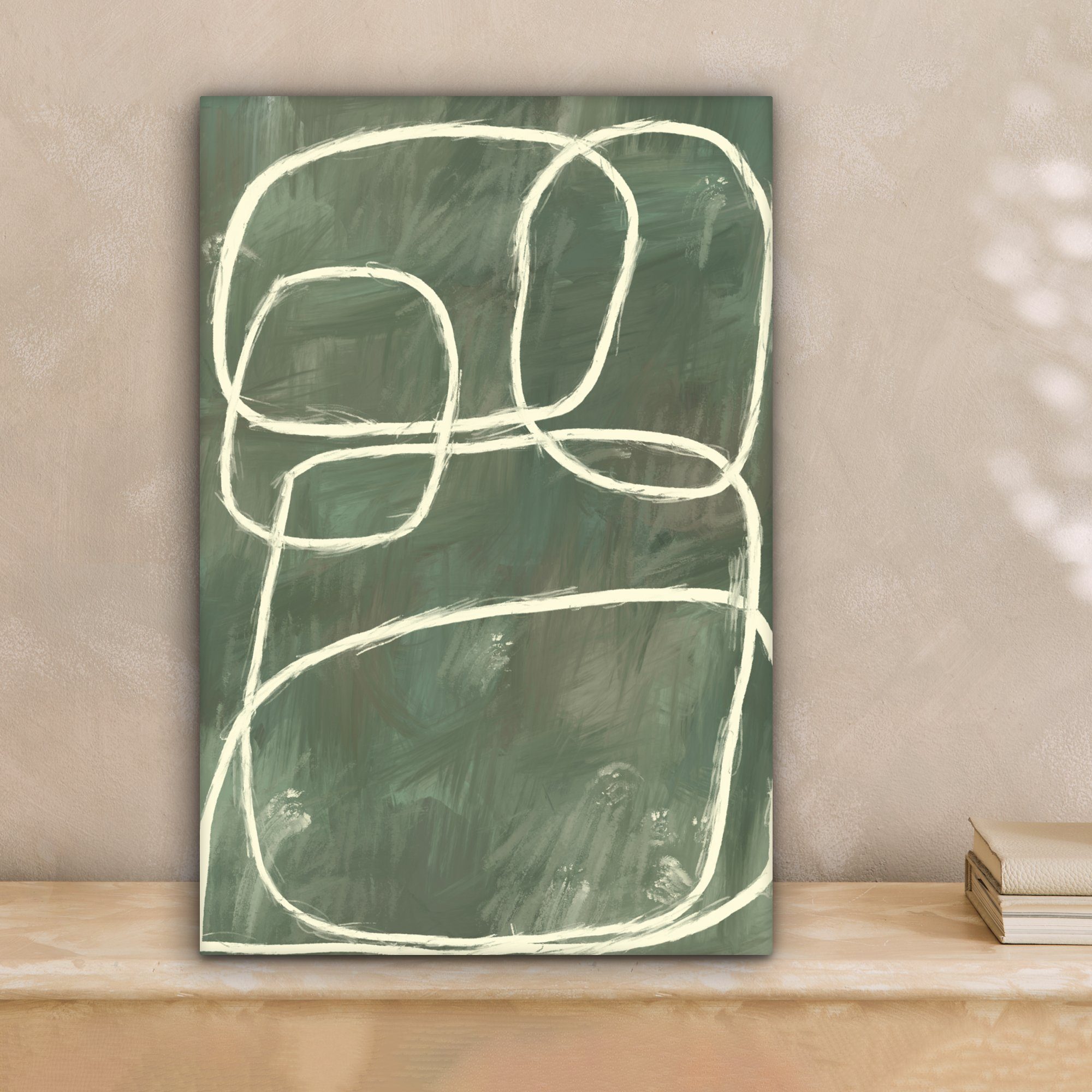 OneMillionCanvasses® Leinwandbild Abstrakt - Grün - Kunst - Modern, Fotodruck (1 St), Leinwand Canvas Wandbild, Wanddekoration 20x30 cm