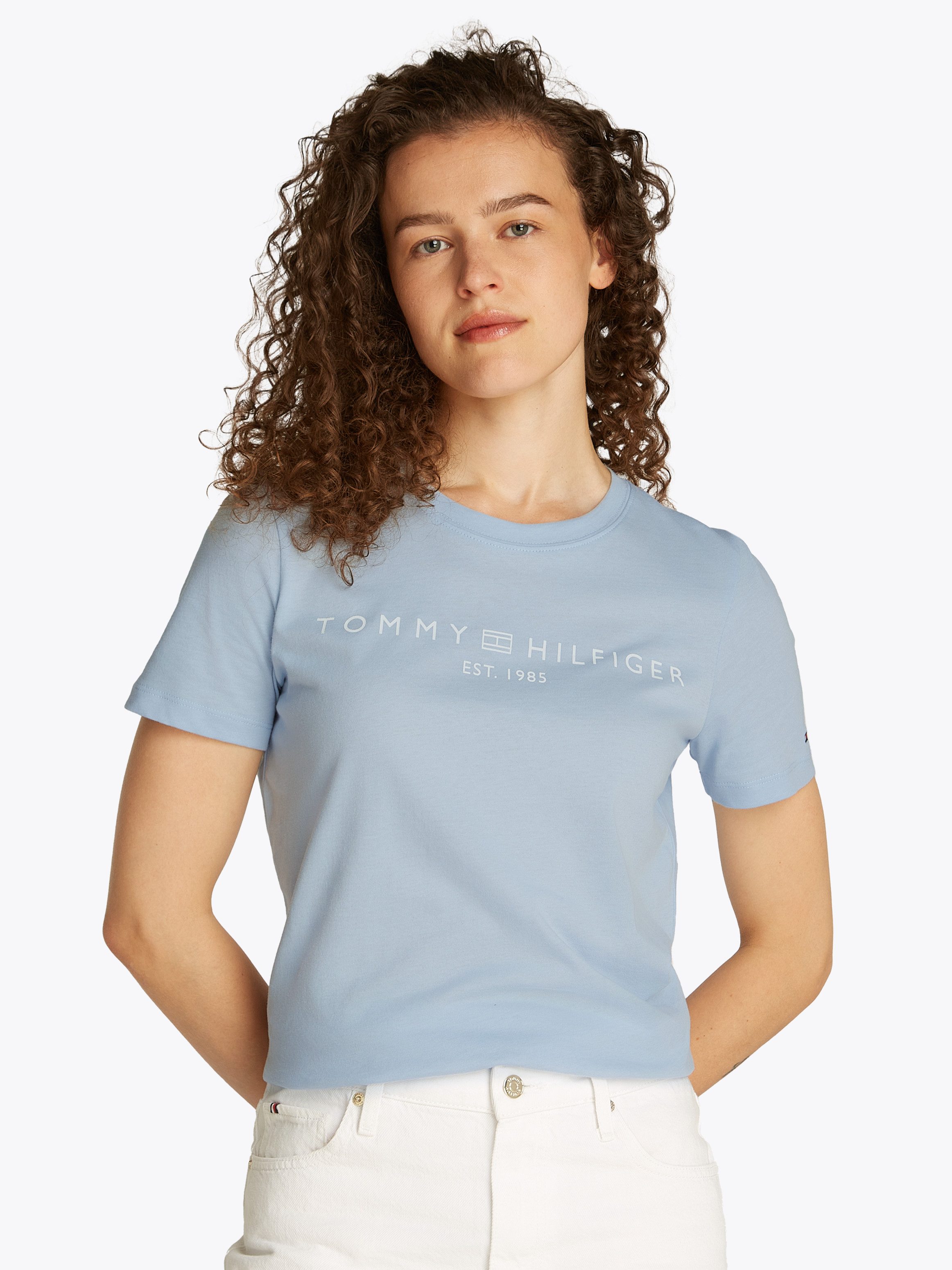 Tommy Hilfiger Kurzarmshirt REG CORP LOGO C-NK mit Logoschriftzug und Stick günstig online kaufen
