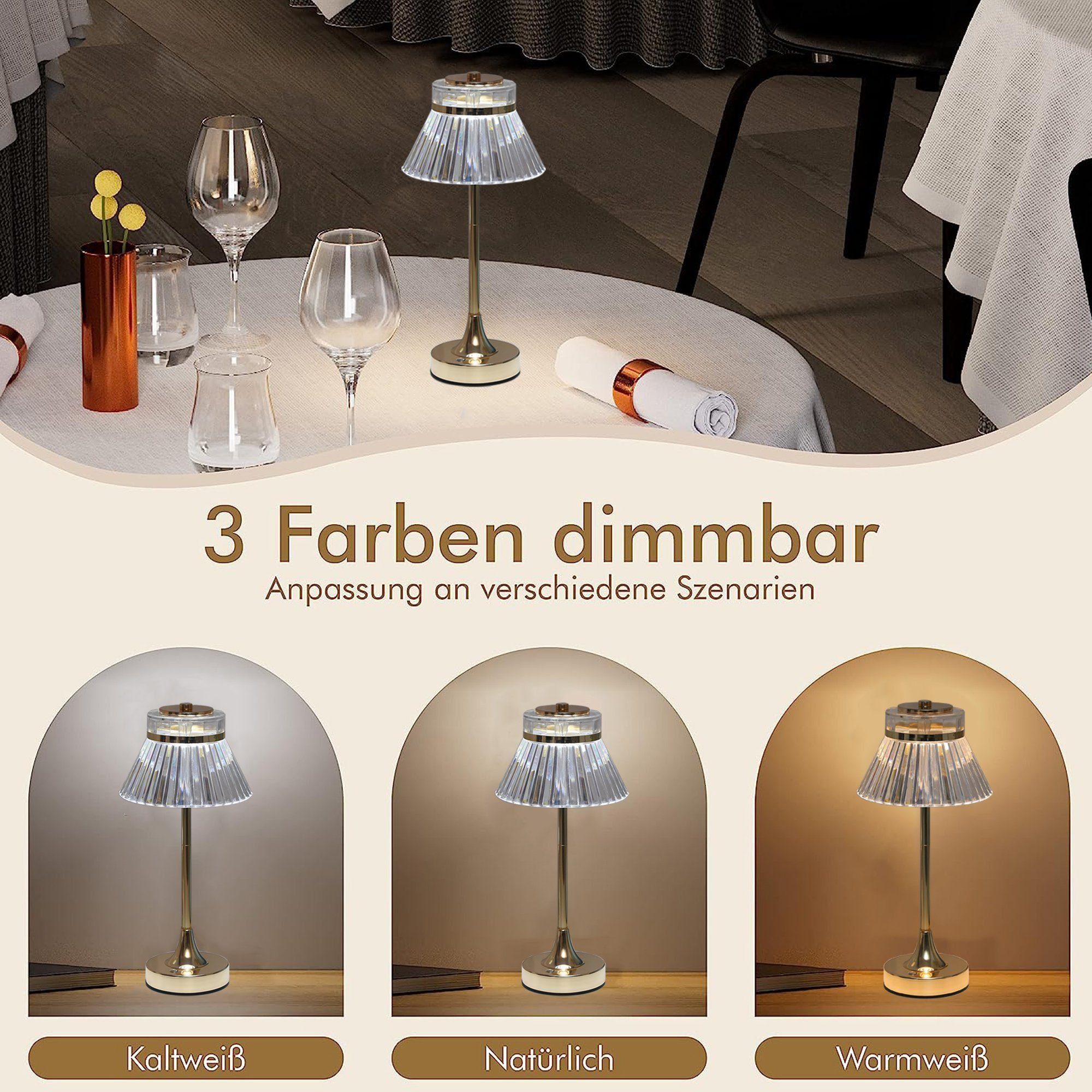 ibettertec LED Nachttischlampe Drei Farben LED günstig online kaufen