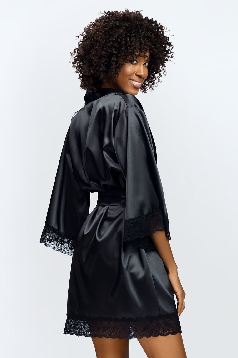 DKaren Morgenmantel Damen Satin Morgenmantel Kimono günstig online kaufen