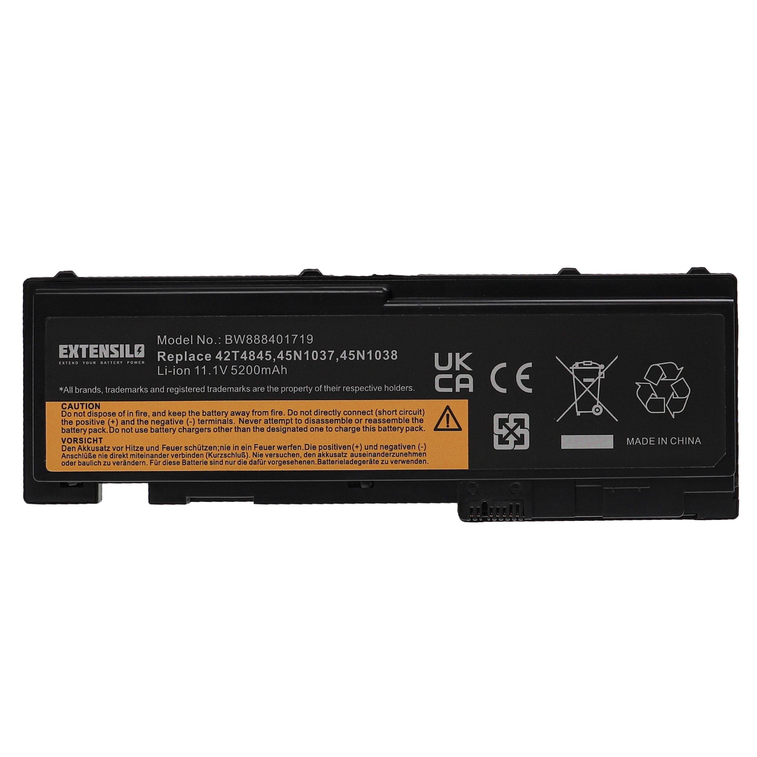 Extensilo Ersatz für 42T4846, mAh 5200 42T4844, Laptop-Akku 0A36309, Lenovo 0A36287, 42T4845