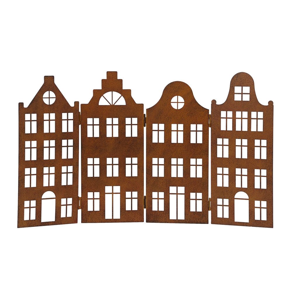 Posiwio Dekoobjekt Dekoaufsteller HOUSES rost Dekohäuser aus Metall Haussilhouette L51cm