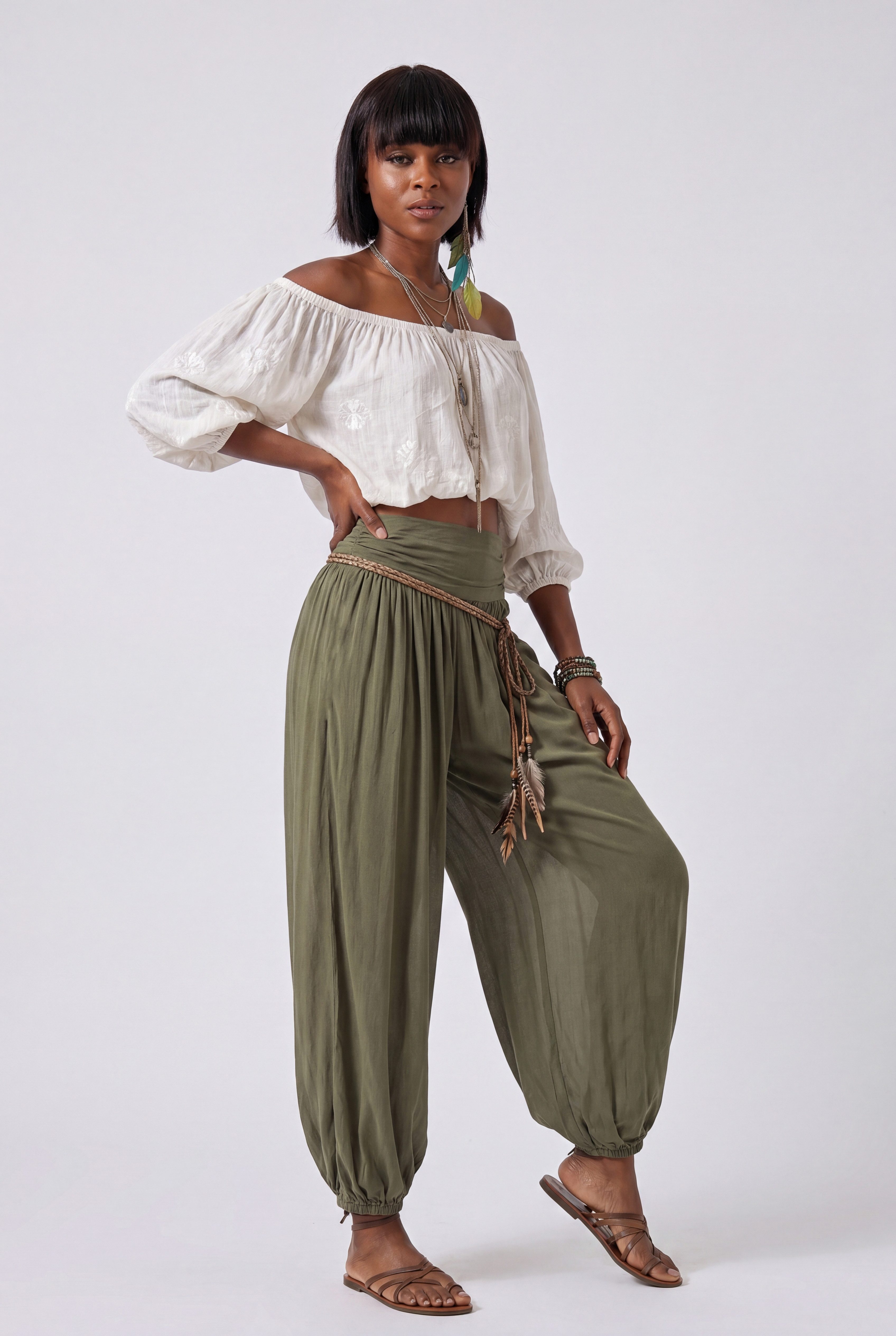 YC Fashion & Style Haremshose Damen Strandhose im Harem-Stil, Luftige Sommerhose aus 100 % Viskose in Unifarbe