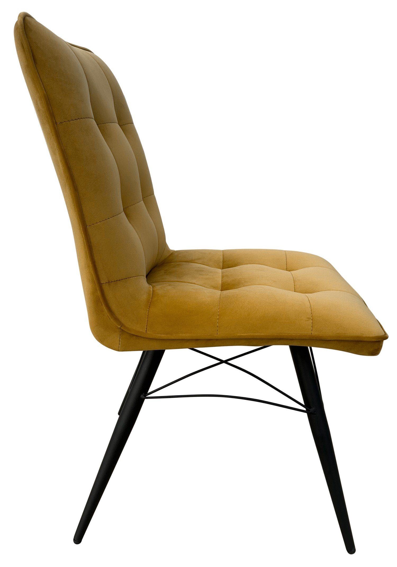 living - Samtbezug - - hohe Stuhl weicher Samt bene Vicenza saharagelb, - gepolstert - Metall-Gestell Rückenlehne