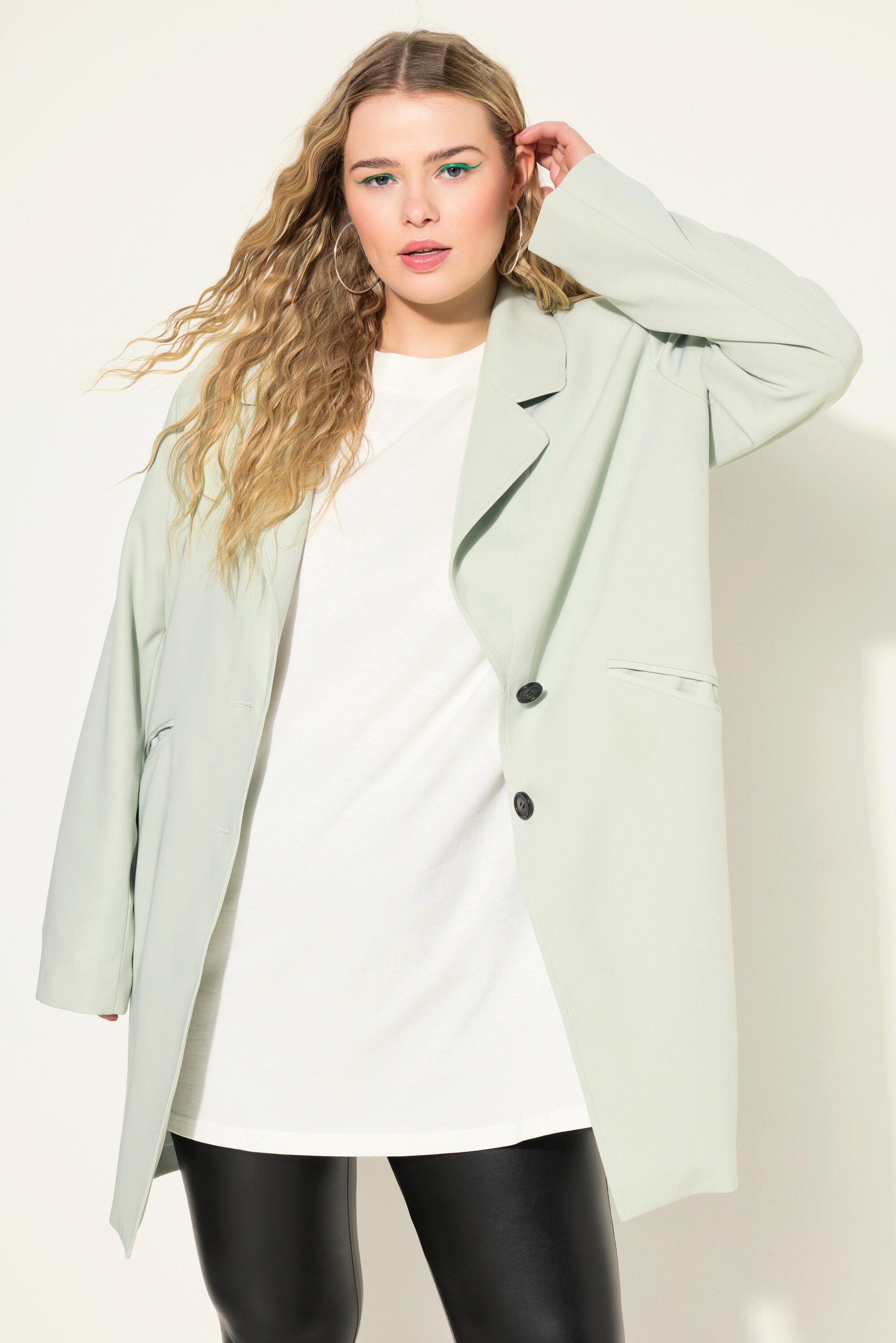 Blusenblazer Longblazer Oversize Loose Shape feine Struktur