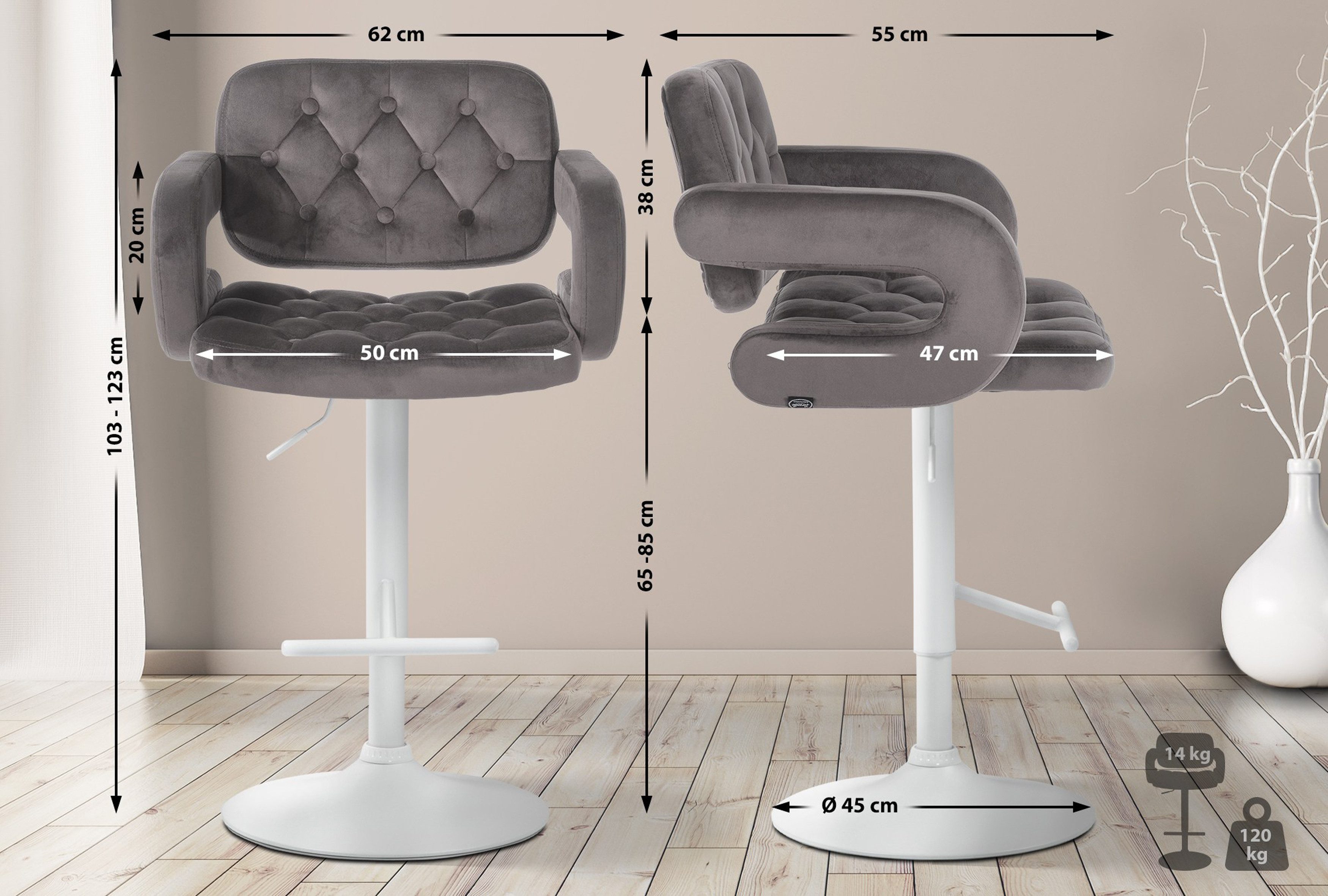 TPFLiving Barhocker höhenverstellbar (Barstuhl - Hocker günstig online kaufen