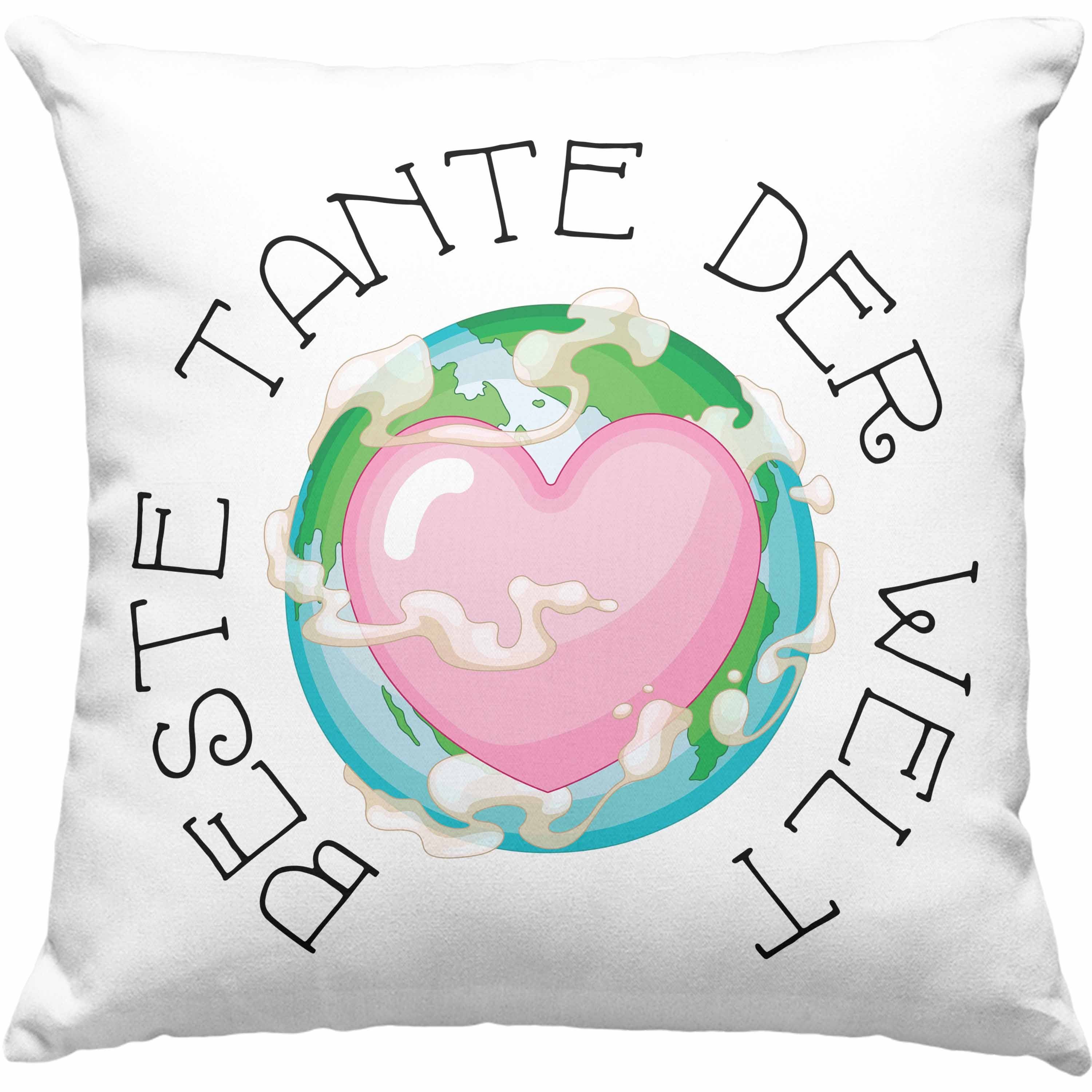 Trendation Dekokissen Trendation - Beste Kissen Rosa mit Lustig Der Füllung von Neffe Nichte Spruch Tante Geschenk Geburtstag 40x40 Welt