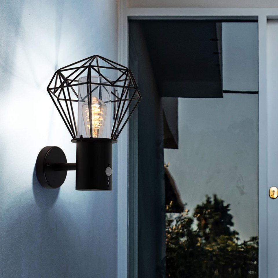 Globo Außen-Wandleuchte, Leuchtmittel inklusive, Warmweiß, Außenwandlampe  Fassadenlampe Haustürleuchte Bewegungsmelder Gitter LED