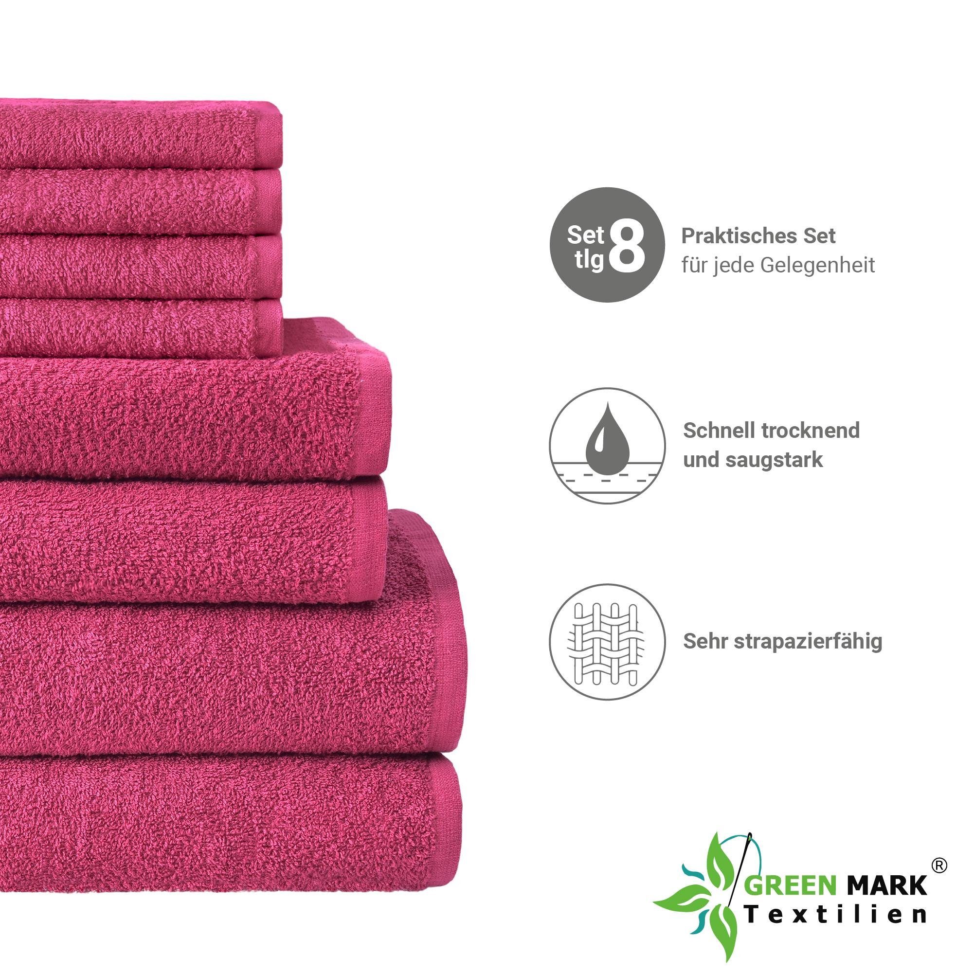 Frottier Handtuch Pink 2X Set 4X NatureMark 8er 2X Baumwolle, 100% Handtuch (8-tlg), Duschtücher, Handtücher, Gästetücher, Set,