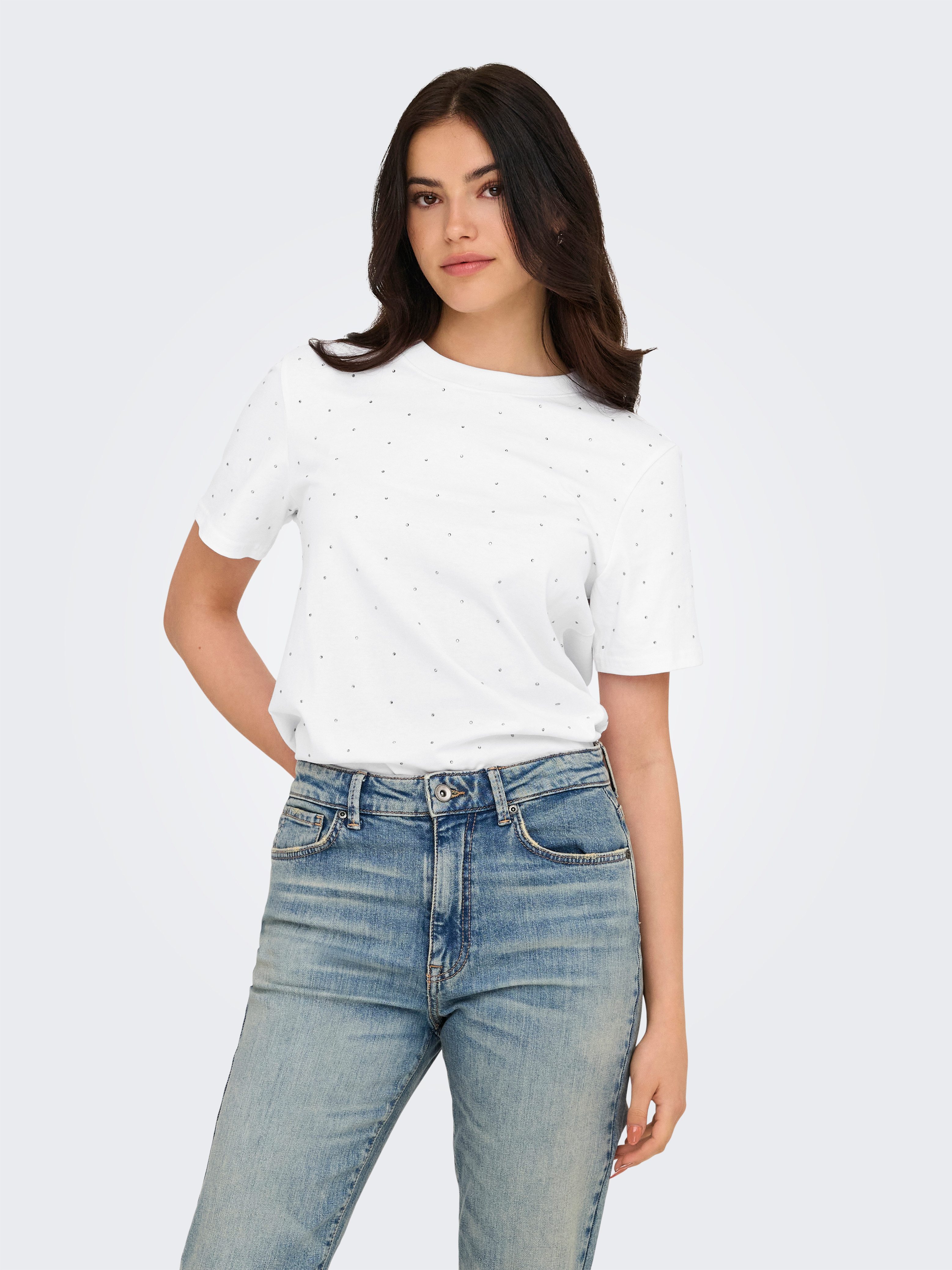 ONLY Kurzarmshirt ONLMONJA S/S STUDS TEE JRS mit Glitzer-Effekt günstig online kaufen