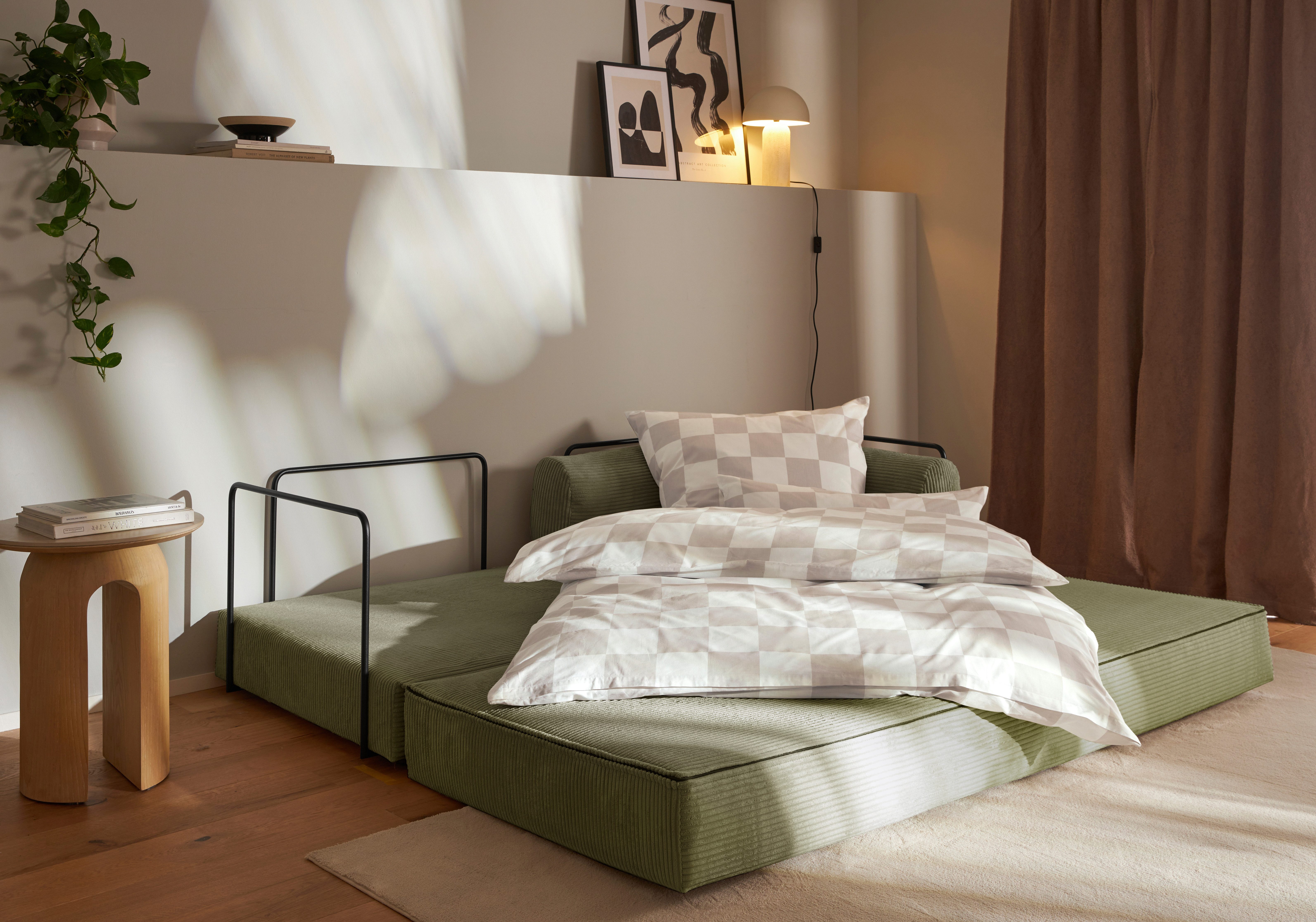 homsy by Ana Johnson Schlafsofa Folda Dauerschläfer, B: 206 cm, Liegefl. 181x198 cm, mit Bett-/Schlaffunktion, inkl. 1x Zierkissen, Tonnentaschenfederkern