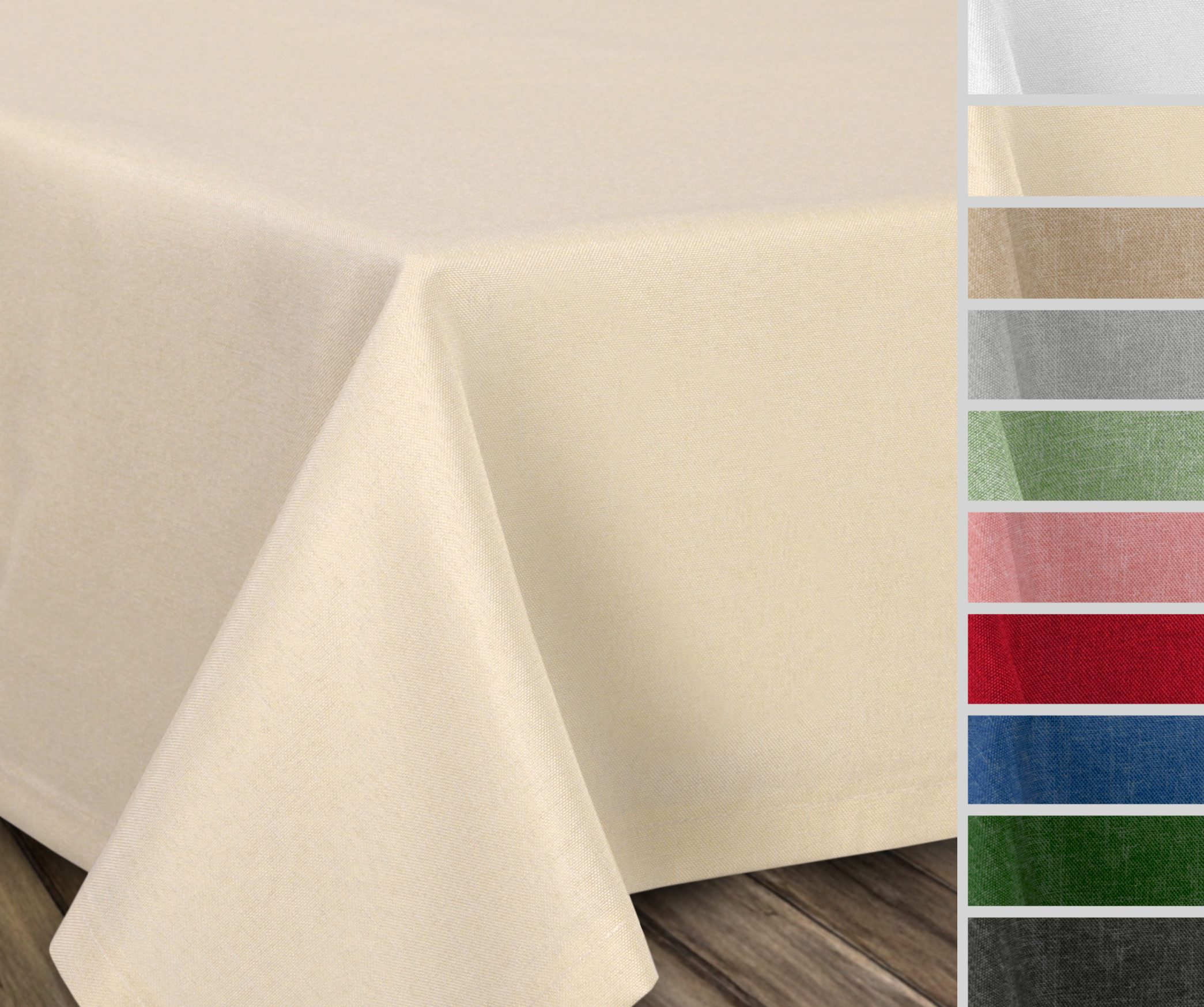 Tischdecke Fleckenabweisende bügelfreie Tischdecke mit Lotuseffekt, Leinenoptik