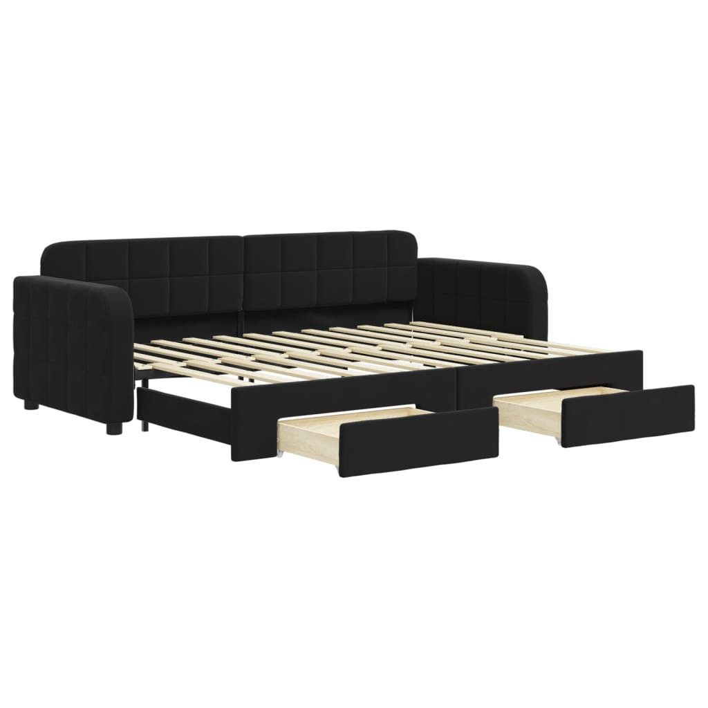 vidaXL Bett, Tagesbett Ausziehbar mit Schubladen Schwarz 80x200 cm Samt günstig online kaufen