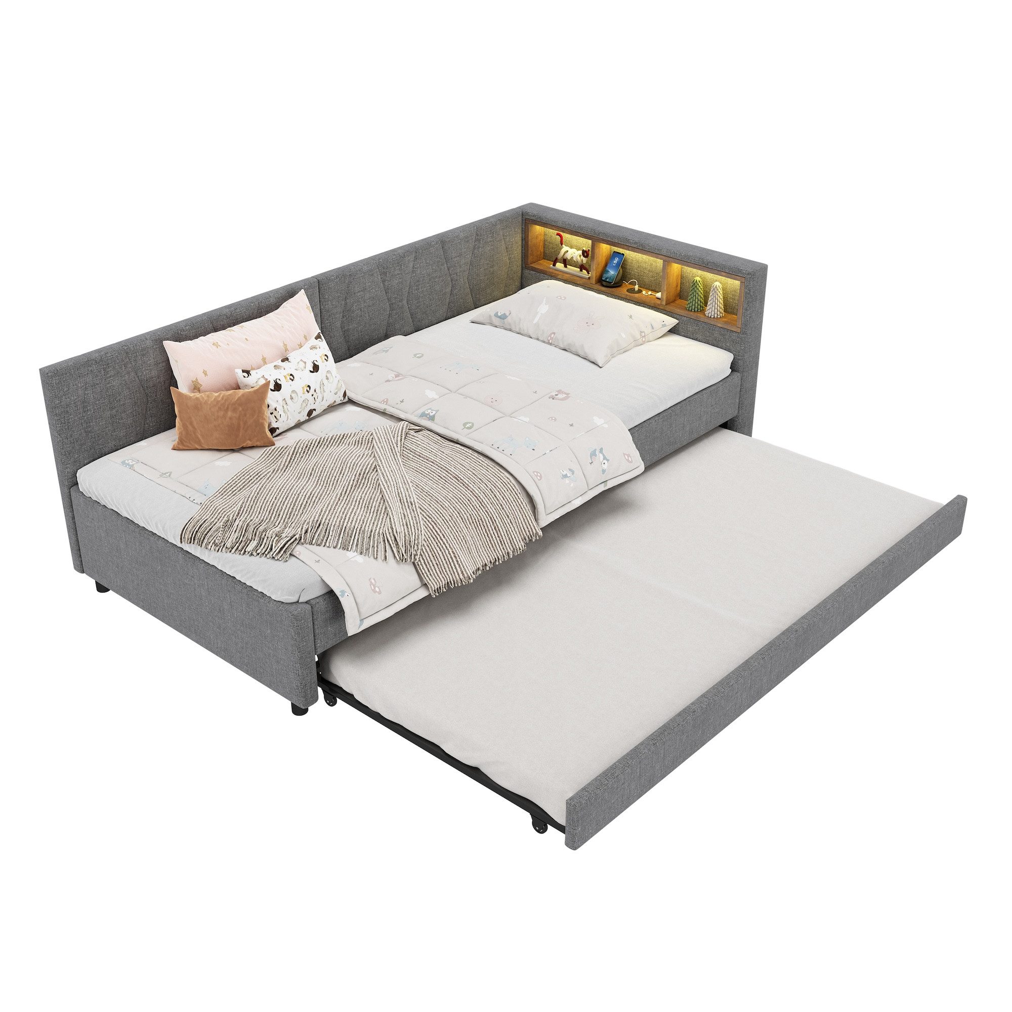 SOFTWEARY Schlafsofa mit LED-Beleuchtung und Gästebett, günstig online kaufen
