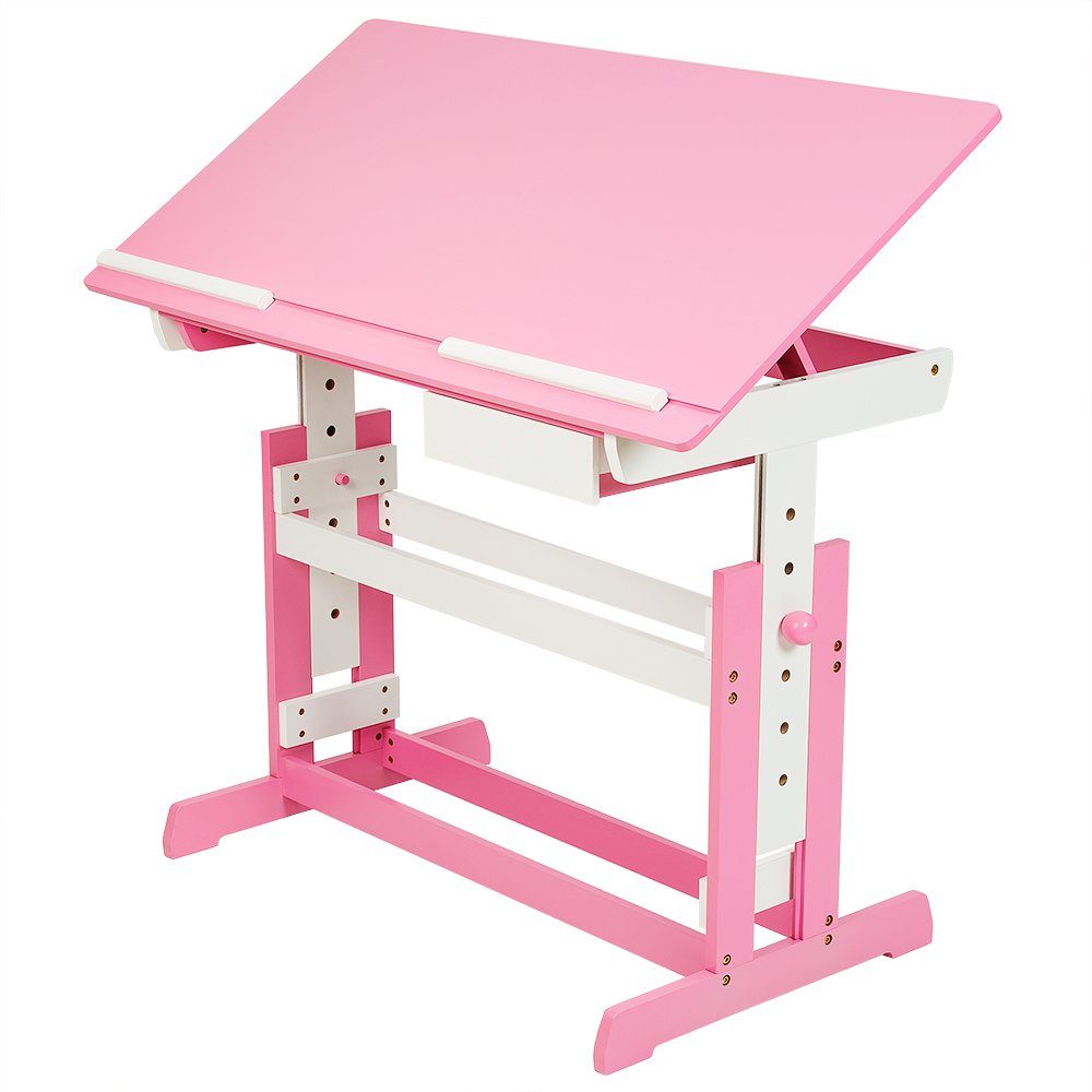 tectake Kinderschreibtisch Schreibtisch höhenverstellbar 109x55x63-94cm (1-St., 1 tlg) pink