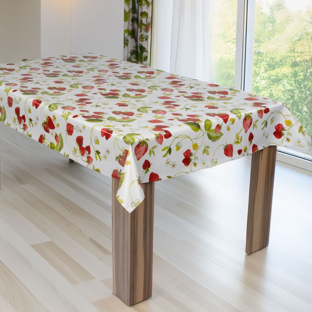 laro Tischdecke laro Wachstuch-Tischdecke Wachstischdecke Erdbeeren günstig online kaufen