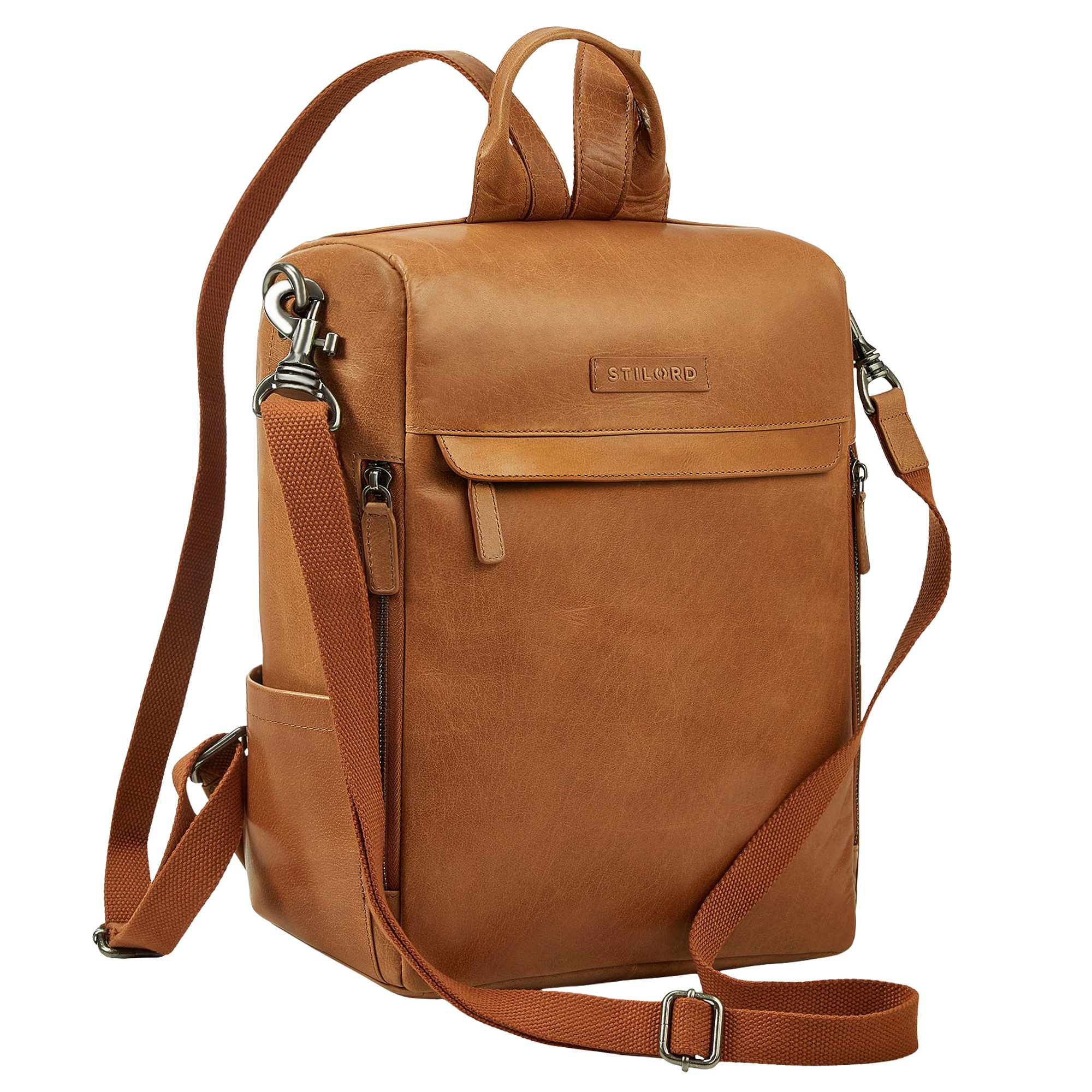 STILORD Notebookrucksack "Tarik" Diebstahlsicherer 2-in-1 Rucksack und Umhängetasche Leder