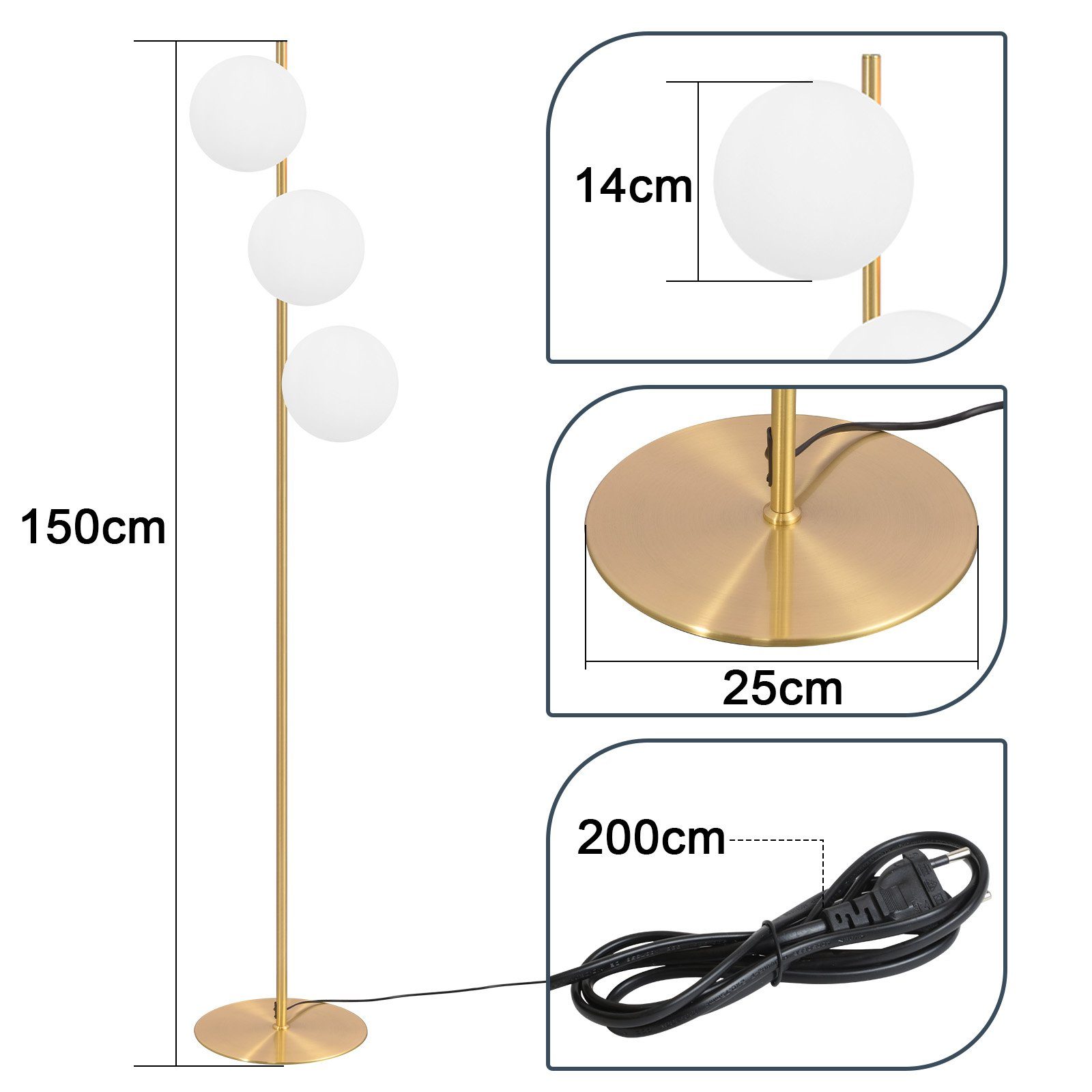 ZMH Stehlampe Wohnzimmer 3 Flammig Industrial günstig online kaufen