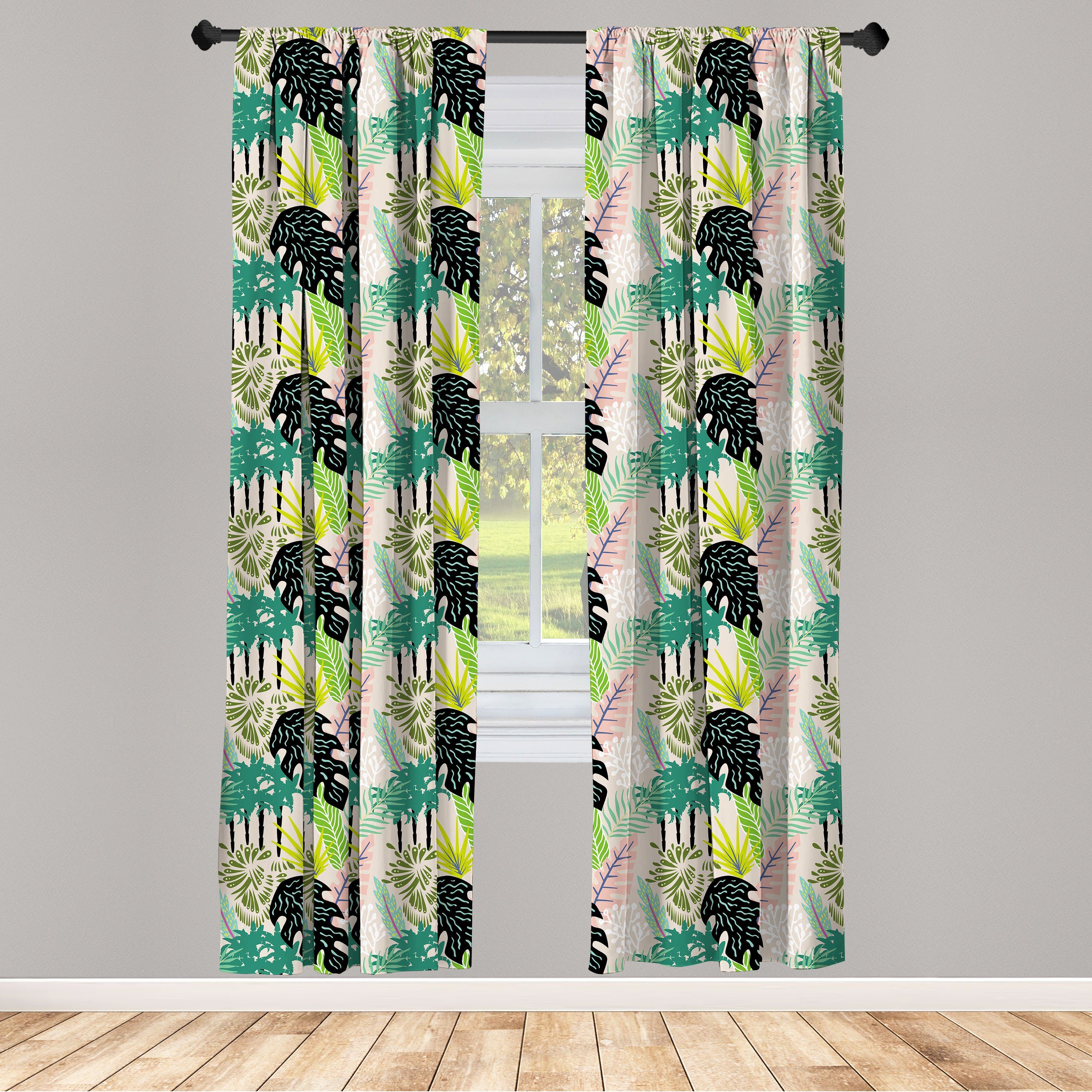 Gardine Vorhang für Wohnzimmer Schlafzimmer Dekor, Abakuhaus, Microfaser, Botanisch Exotische Palmblätter