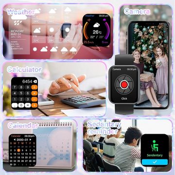 PTHTECHUS Smartwatch (1,83 Zoll, Andriod iOS), Kinder Touchscreen Fitnessuhr IP68 wasserdichter Fitness Aktivitäts