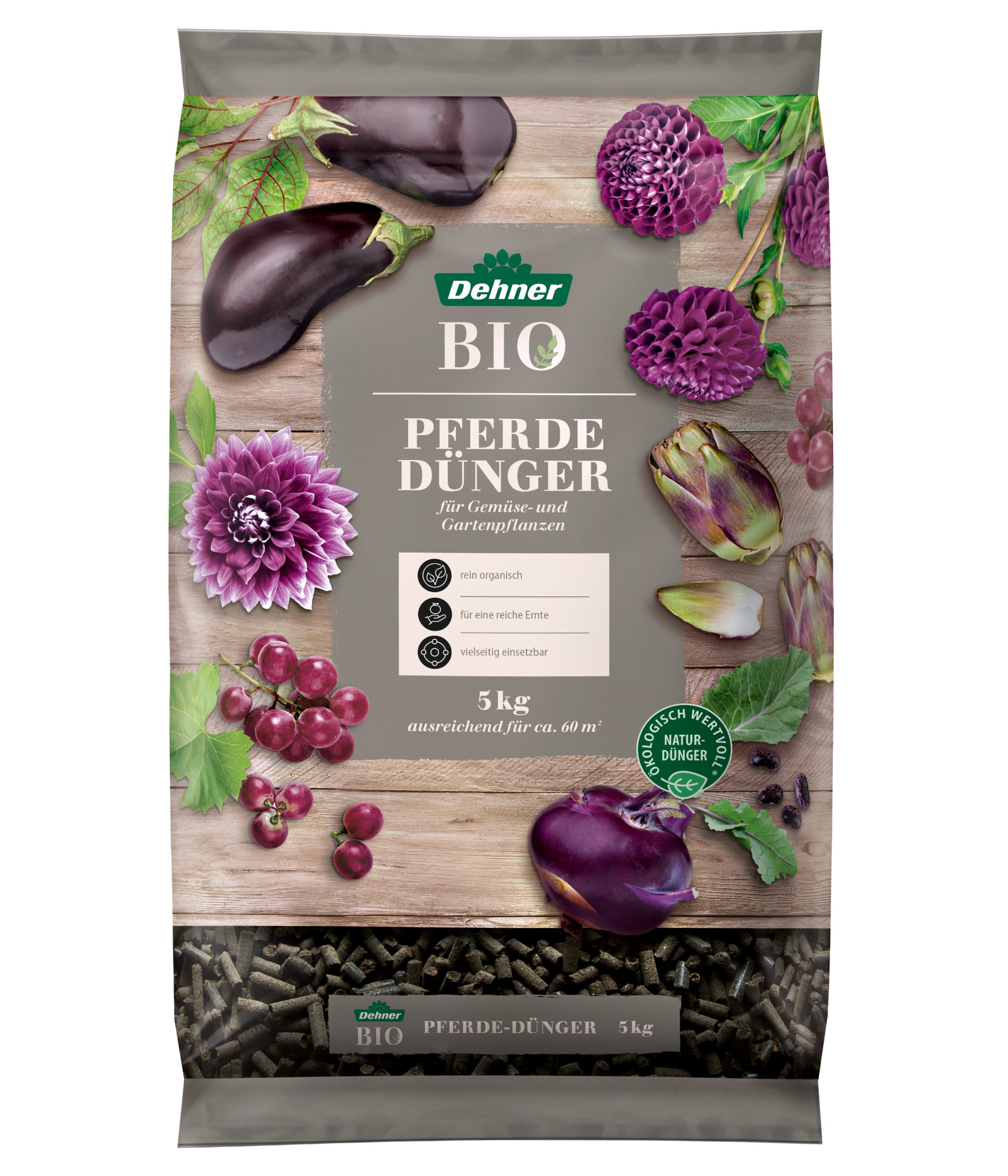 Gartendünger Bio Pferde-Dünger für Gemüse / Gartenpflanzen, 5 kg, für ca. 60 qm