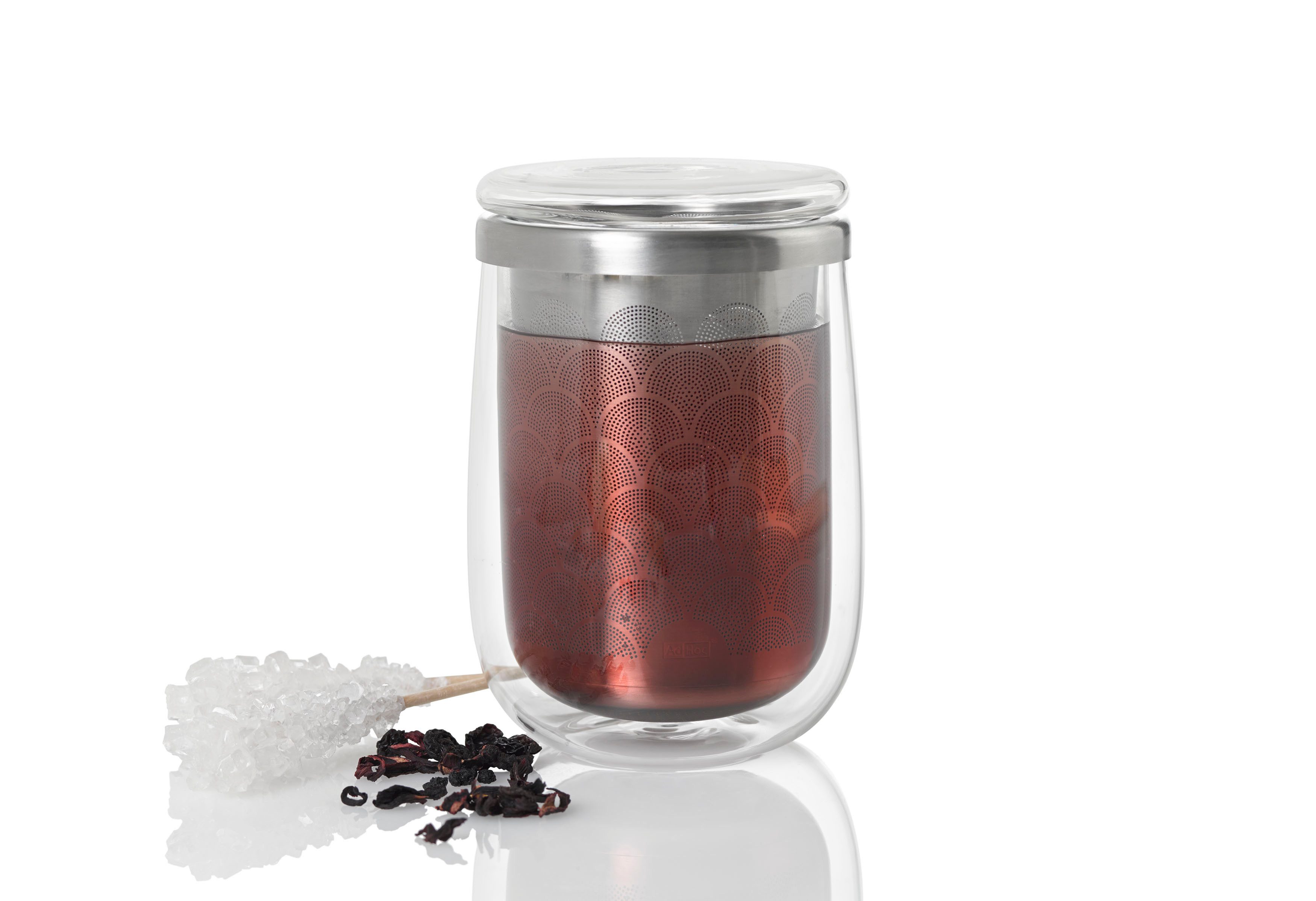AdHoc Teeglas Fusion Glass, 1-tlg., Borosilikatglas, Edelstahl, mit Edelstahlfilter für losen Tee