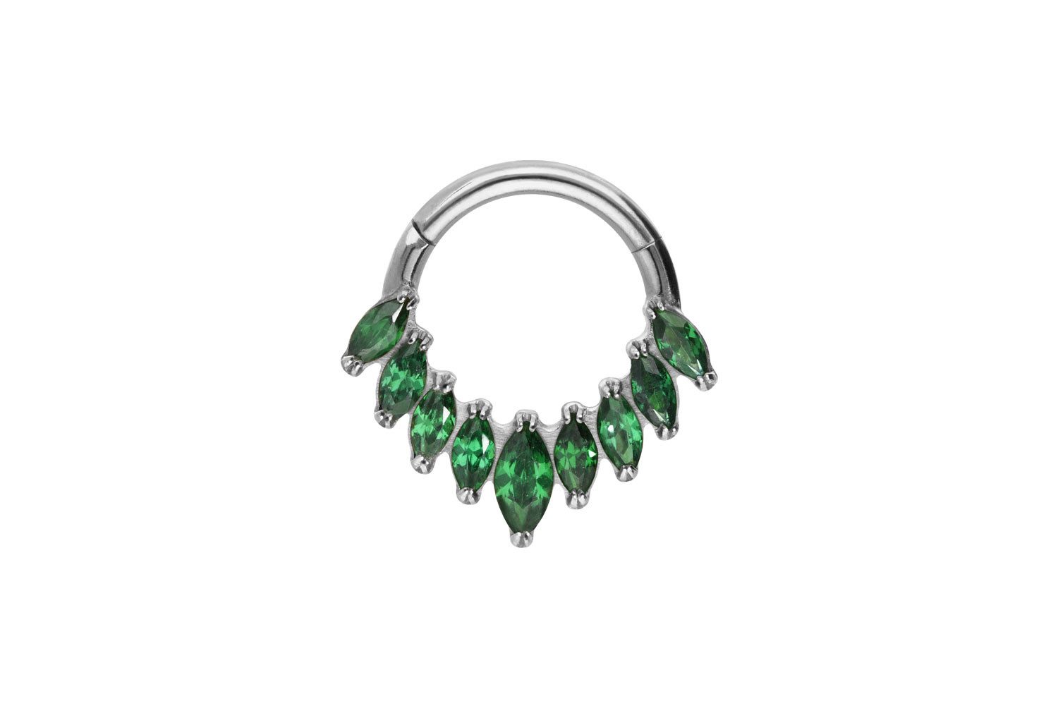 PIERCINGLINE Nasenpiercing Titan Segmentring Clicker 9 EINGEFASSTE KRISTALLE Ohrpiercing Septum (Clicker, 1-tlg), Ohrpiercing für Conch, Helix, Tragus, Daith, Lobe