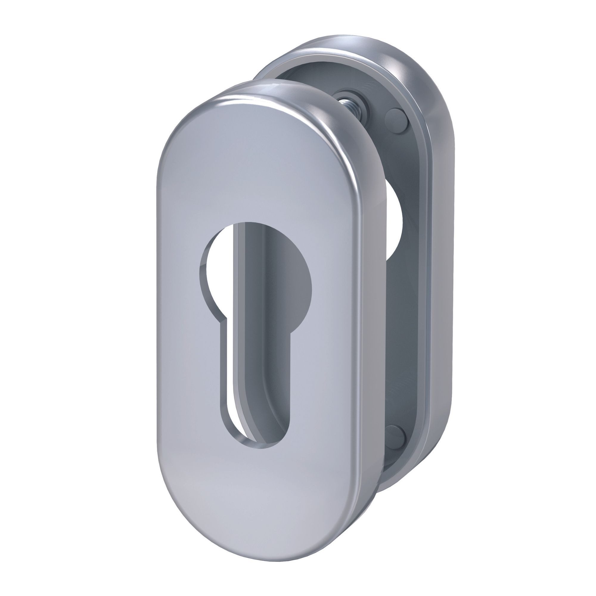 BASI Türbeschlag Rosettenpaar mit PZ-Lochung (Packung), für Schmalrahmentür, Edelstahl, Türstärken 38-45 mm, oval